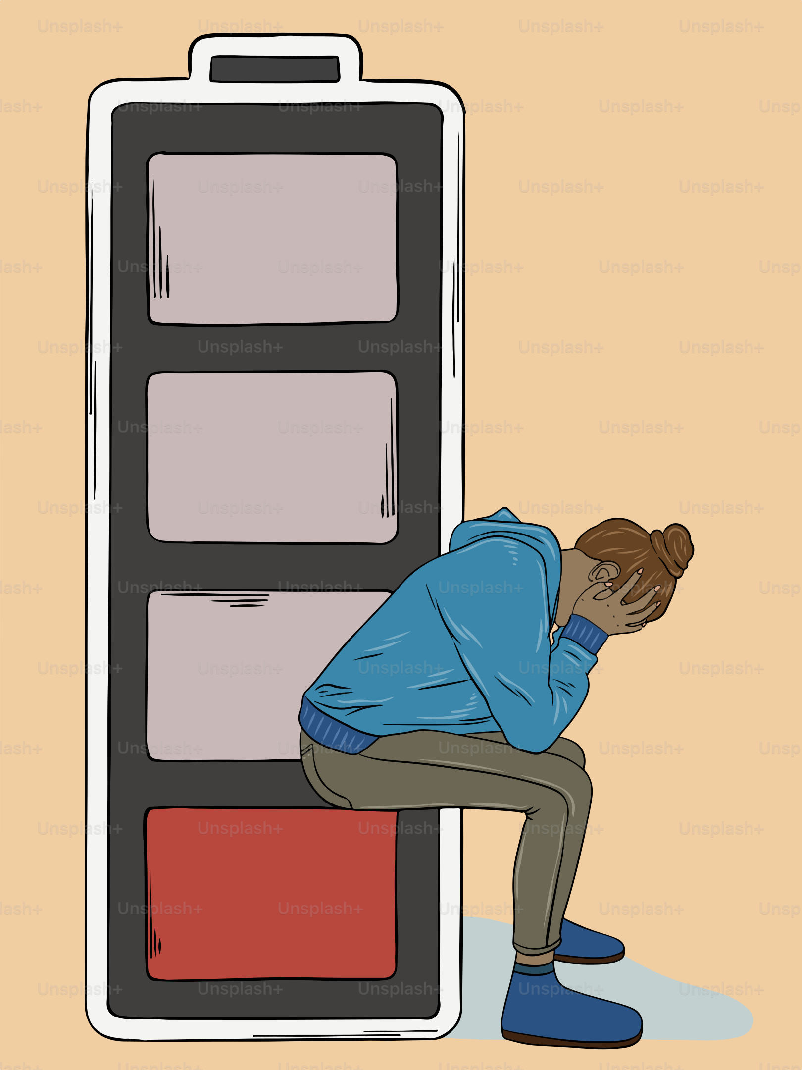 A man leaning against a wall with his head in his hands