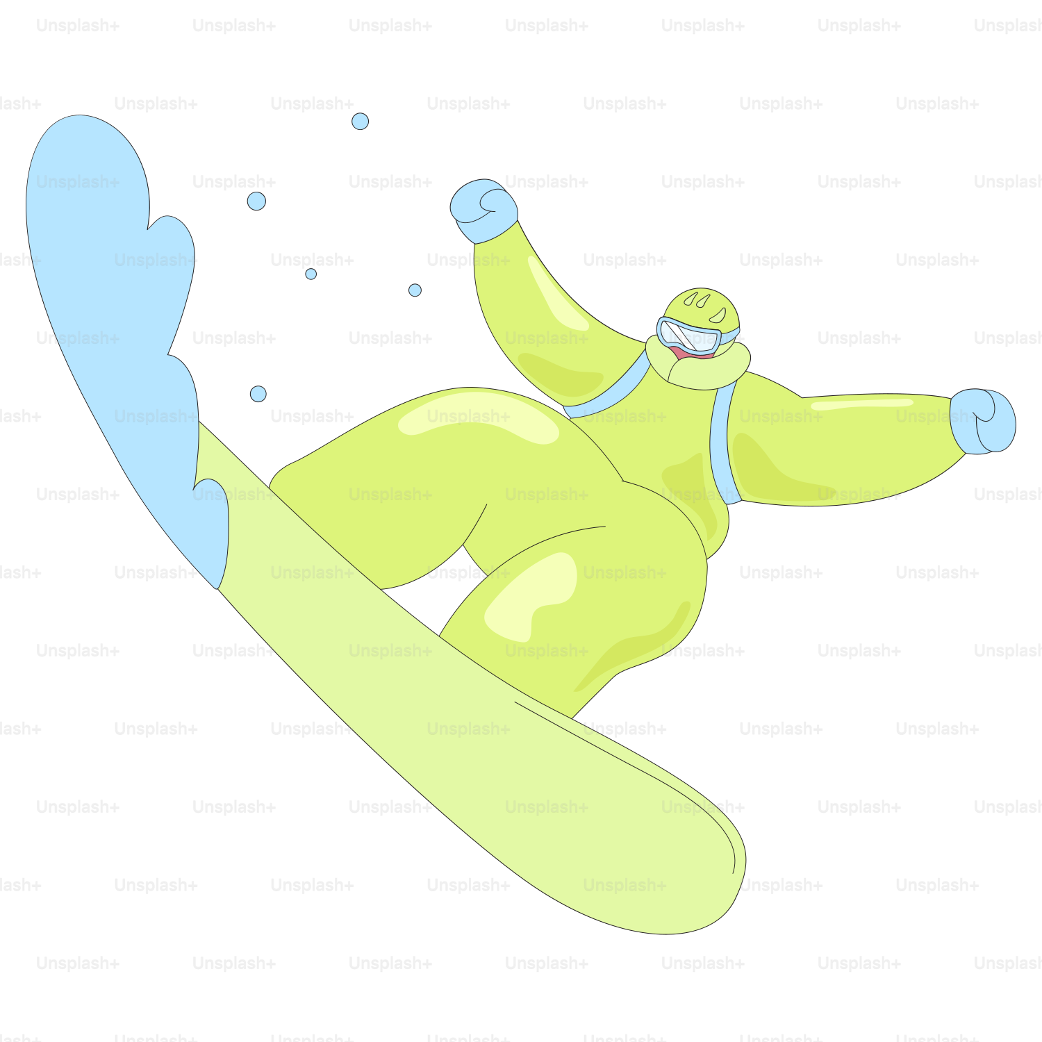 A snowboarder in a yellow snow suit is doing a trick