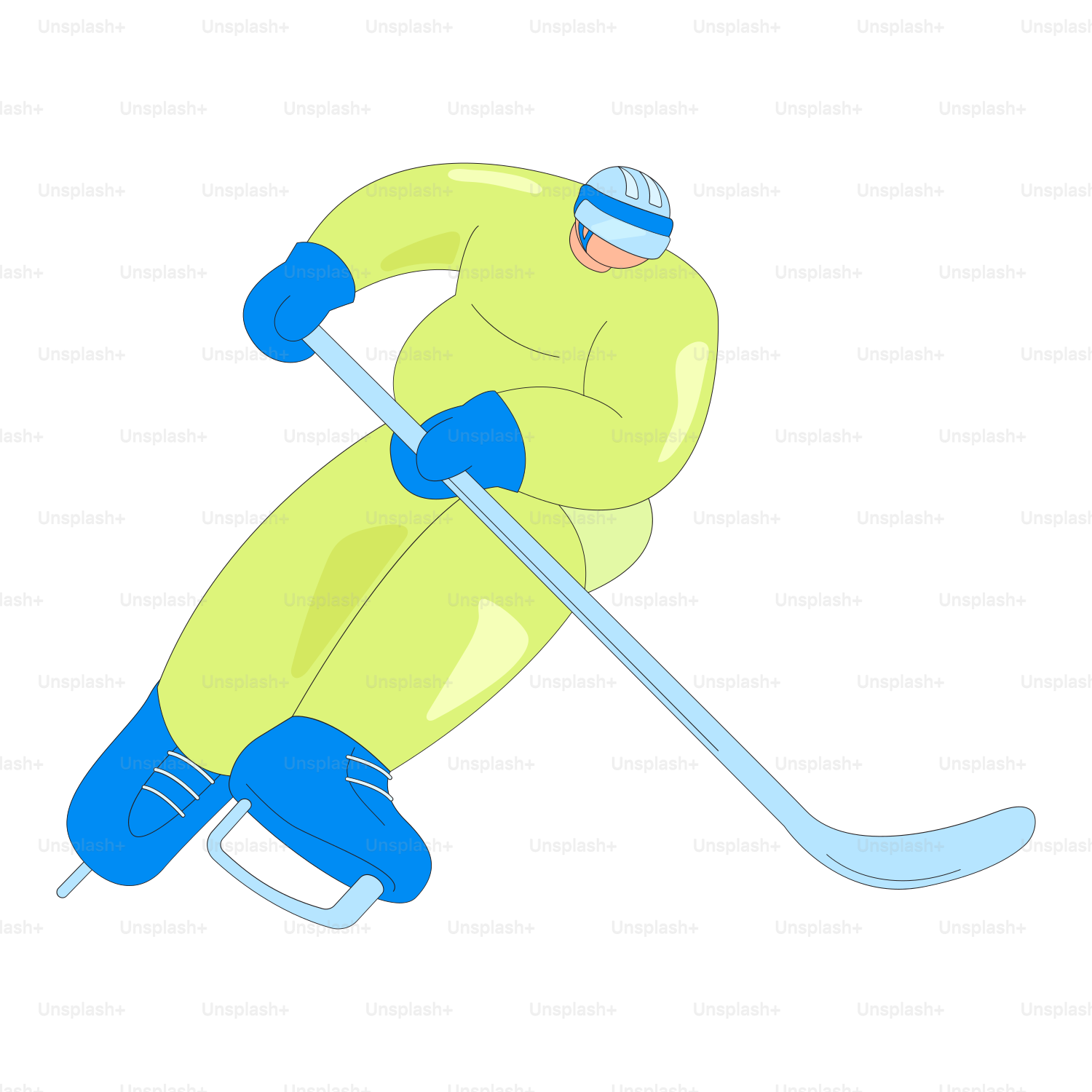 A person in a yellow snow suit is skiing