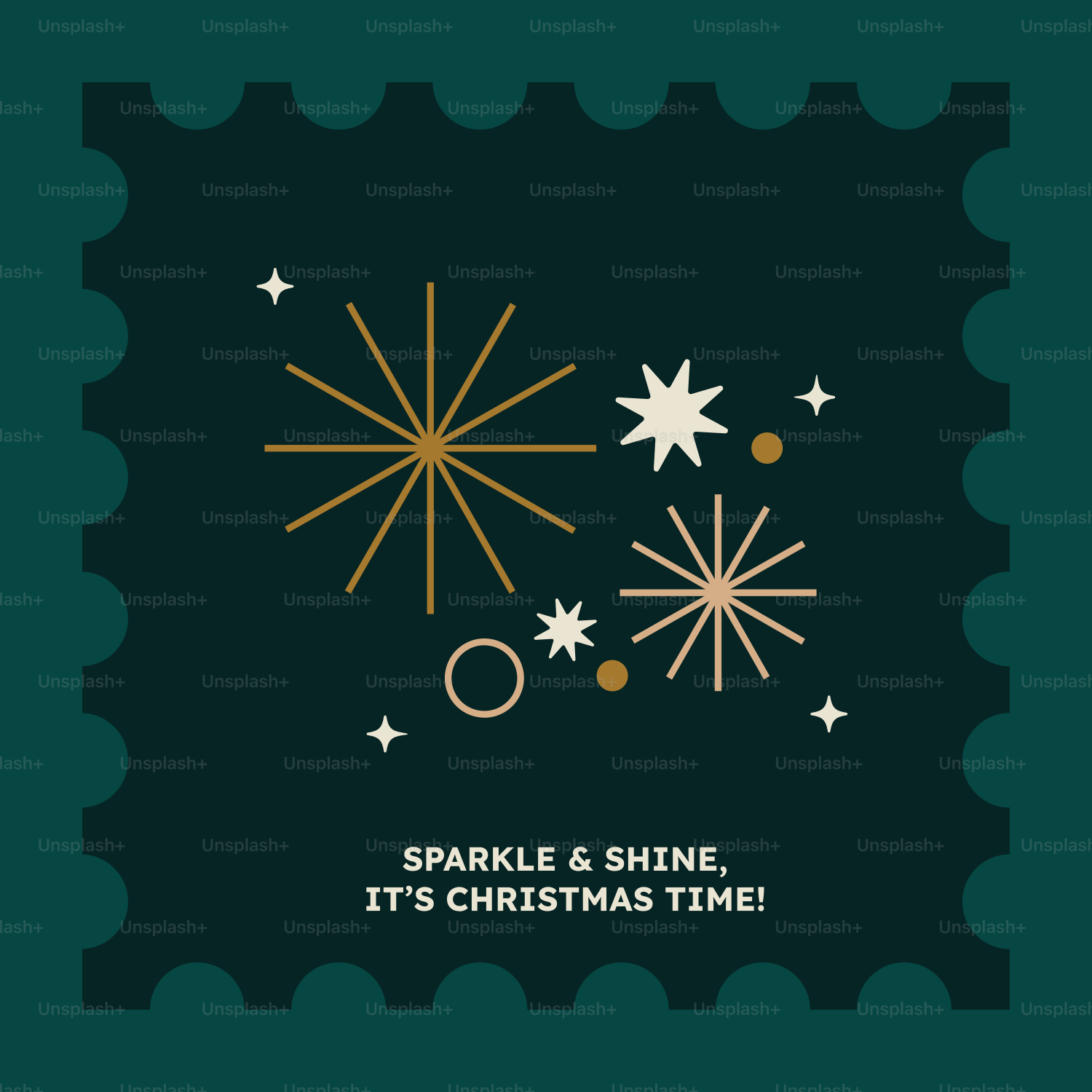 A stamp with a star and snowflakes on it