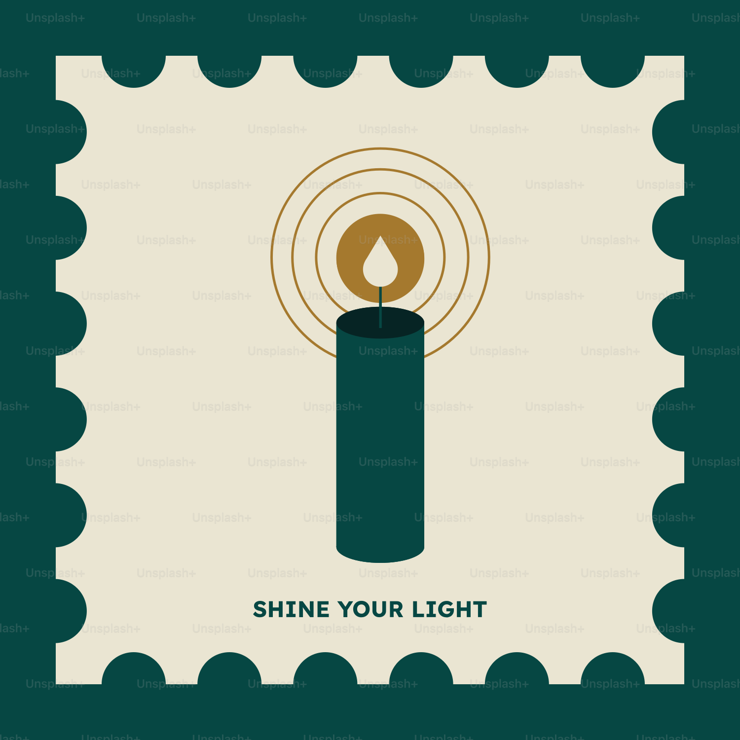 A stamp with a lit candle on it