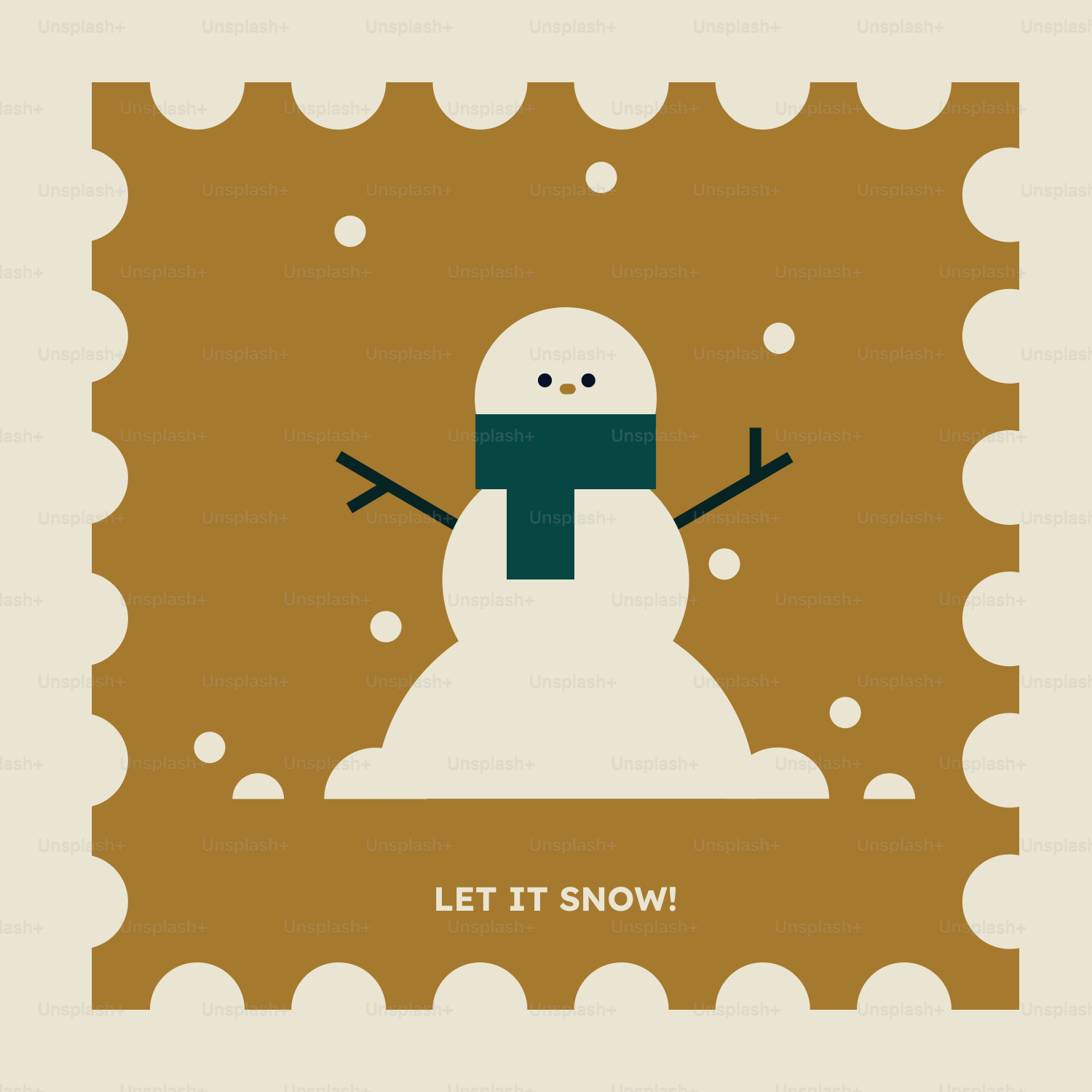 A stamp with a picture of a snowman on it