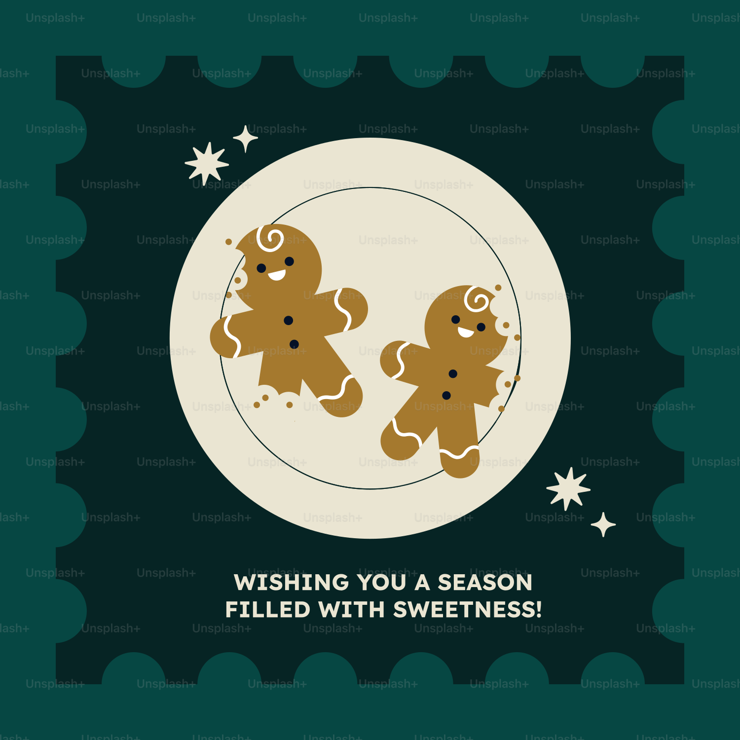 A christmas card with two gingers on a plate