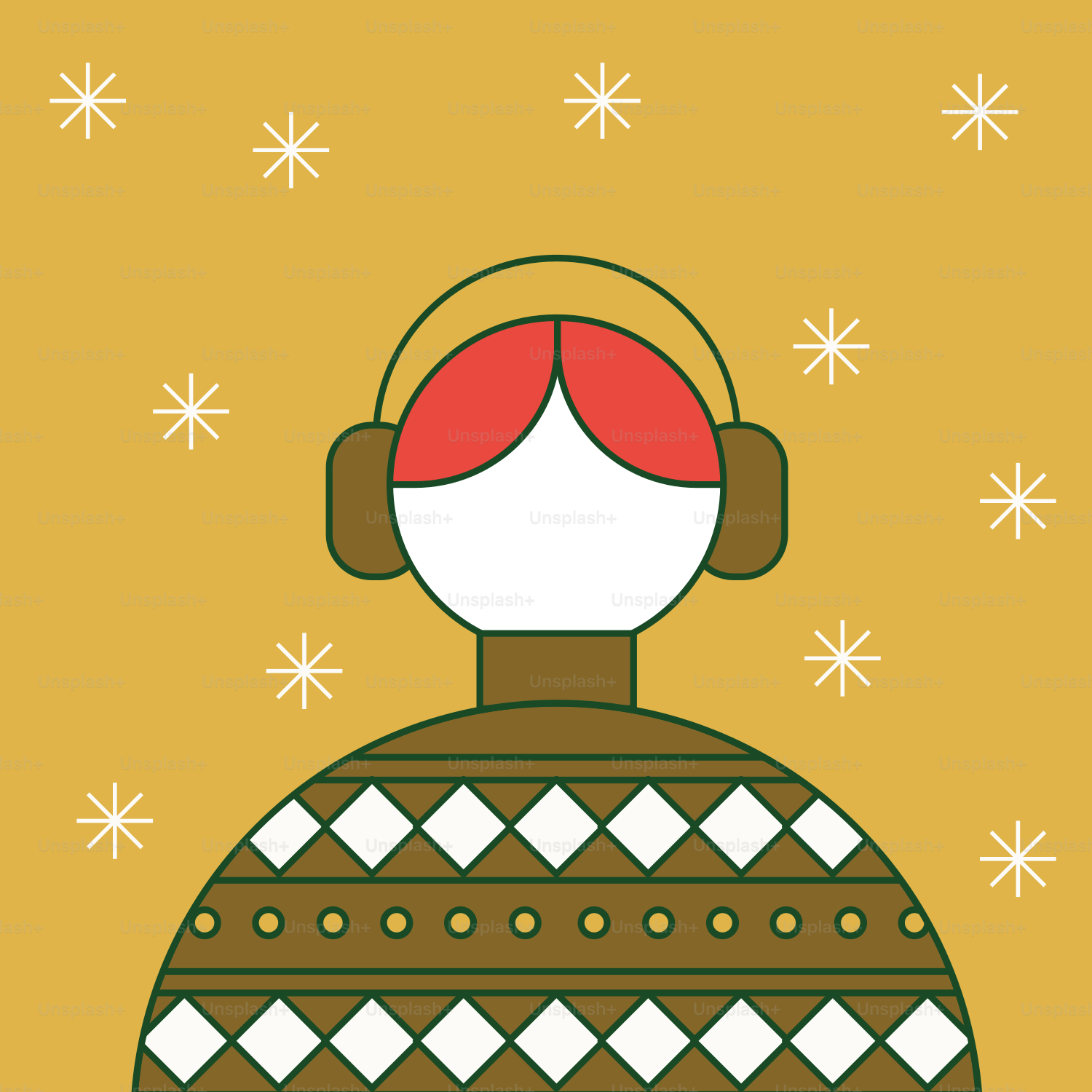 Eine Zeichentrickfigur mit Kopfhörern auf gelbem Hintergrund