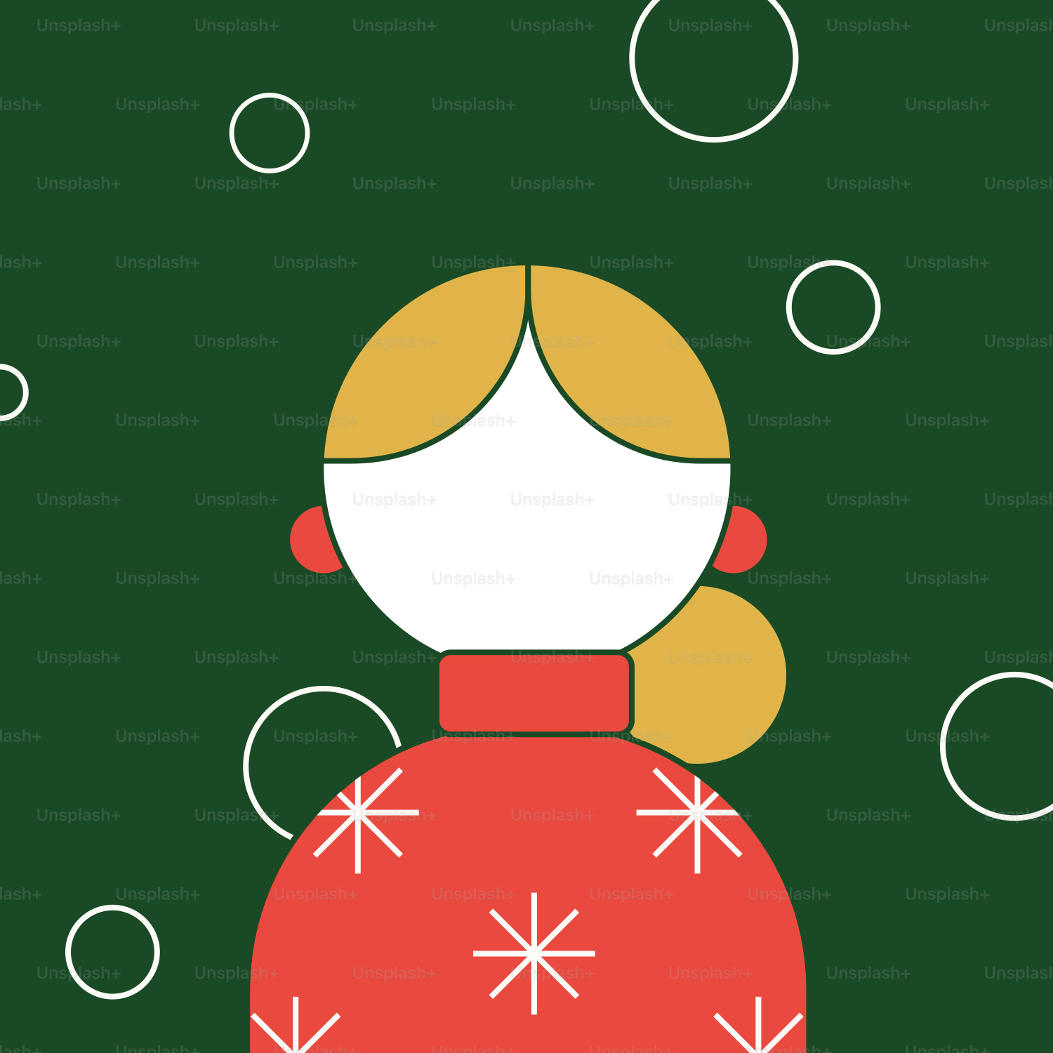 Una donna che indossa un maglione rosso con fiocchi di neve sopra