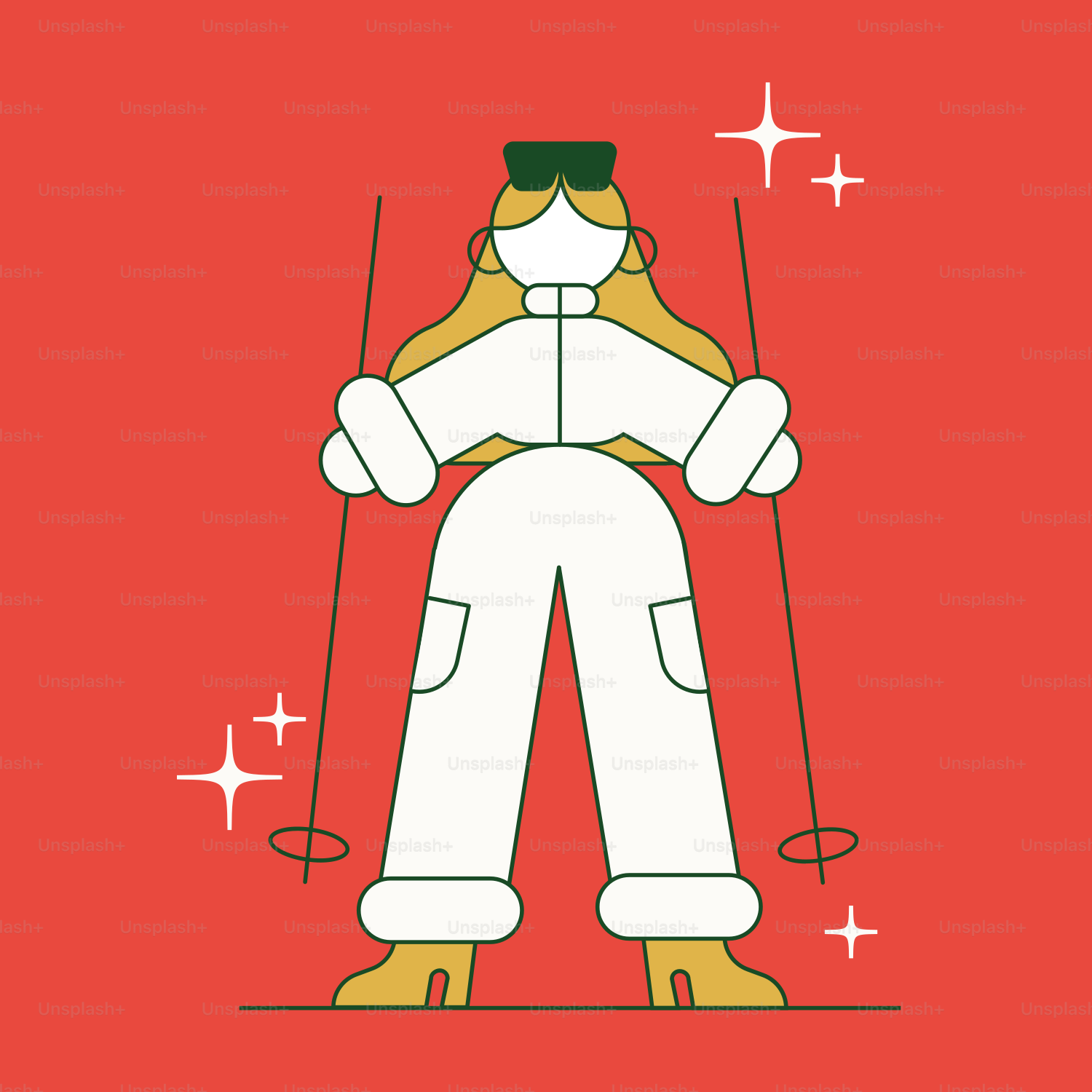 Un gatto che indossa gli sci in piedi davanti a uno sfondo rosso