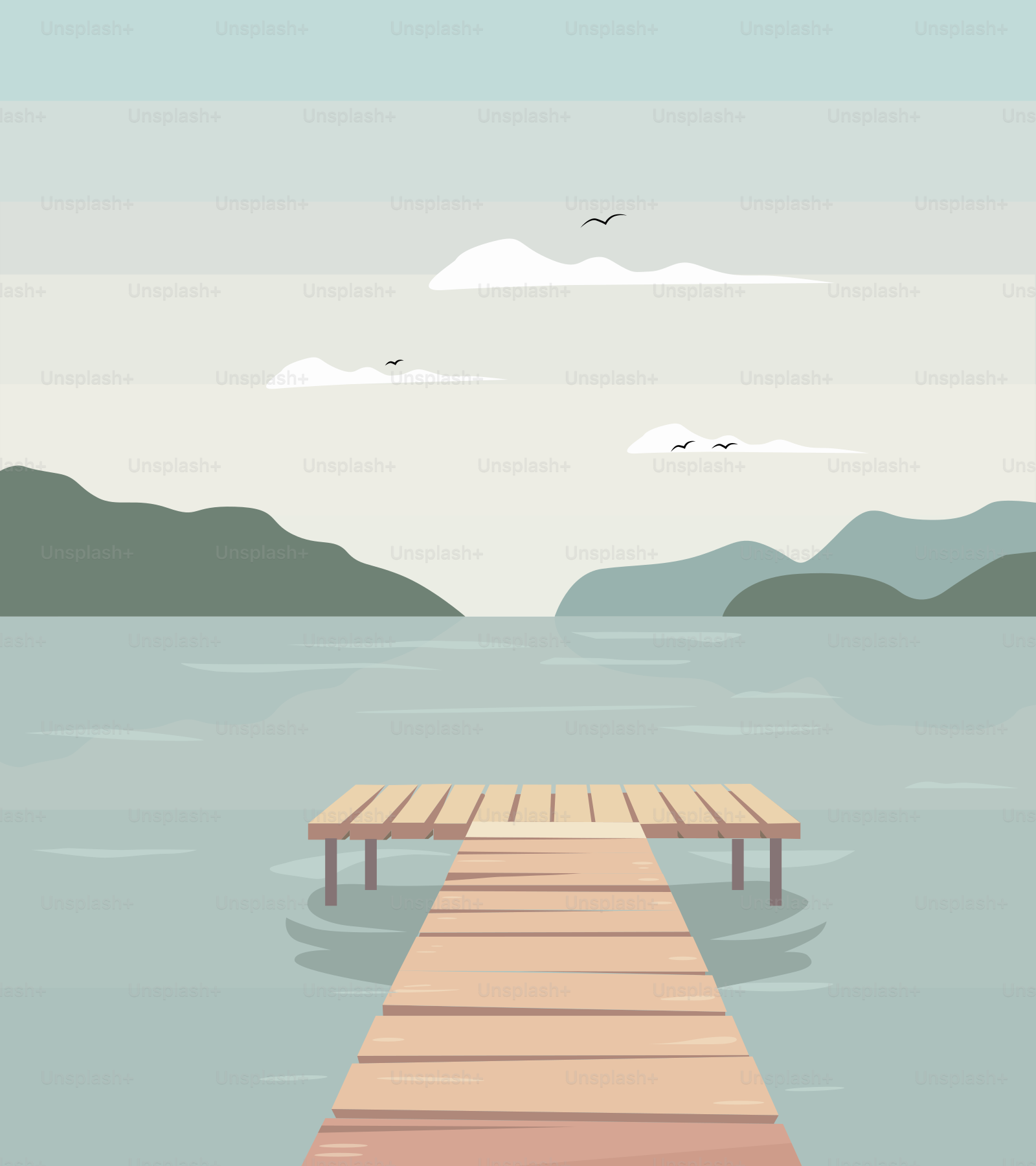 A wooden dock in the middle of a body of water