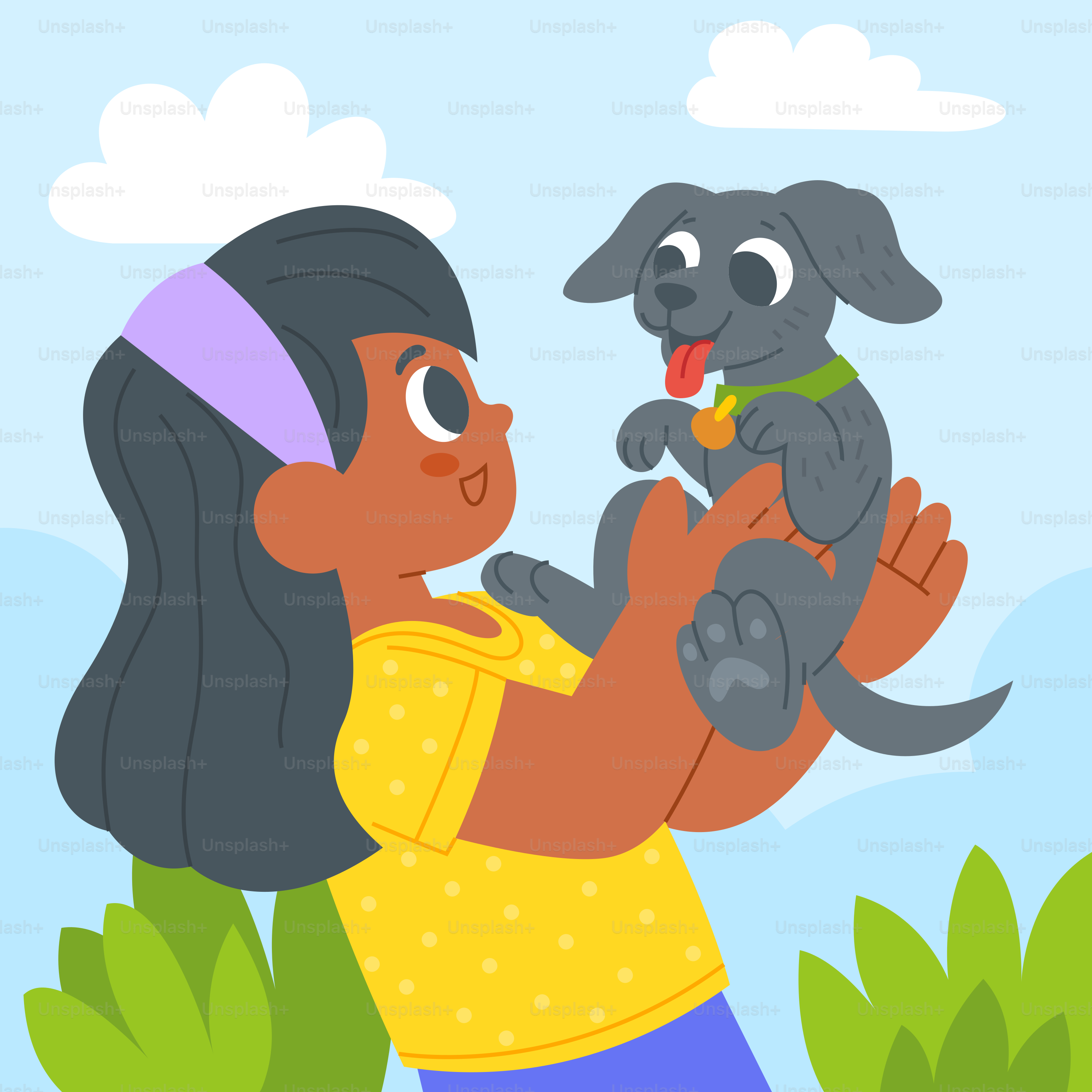 A little girl holding a dog in her hands