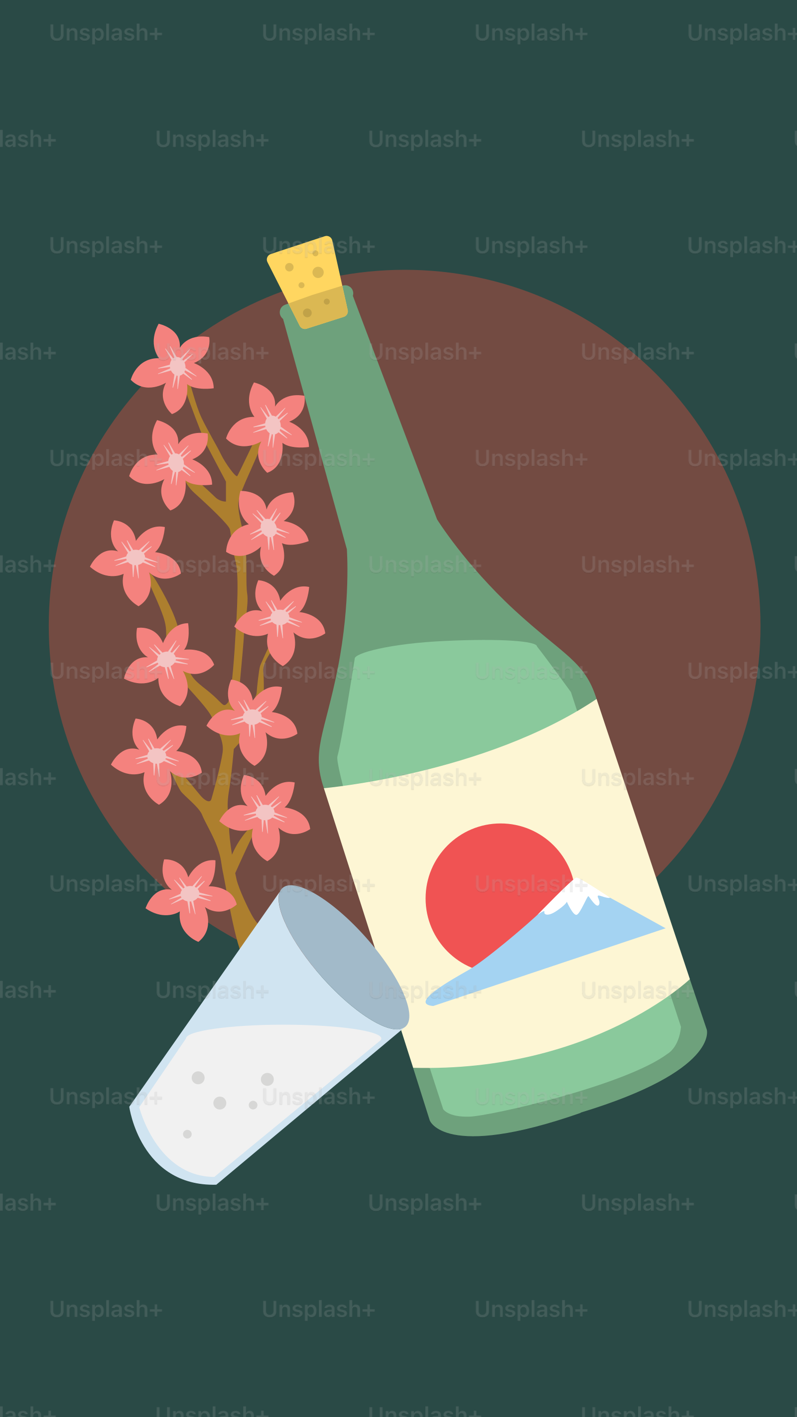 花の横のワインのボトル