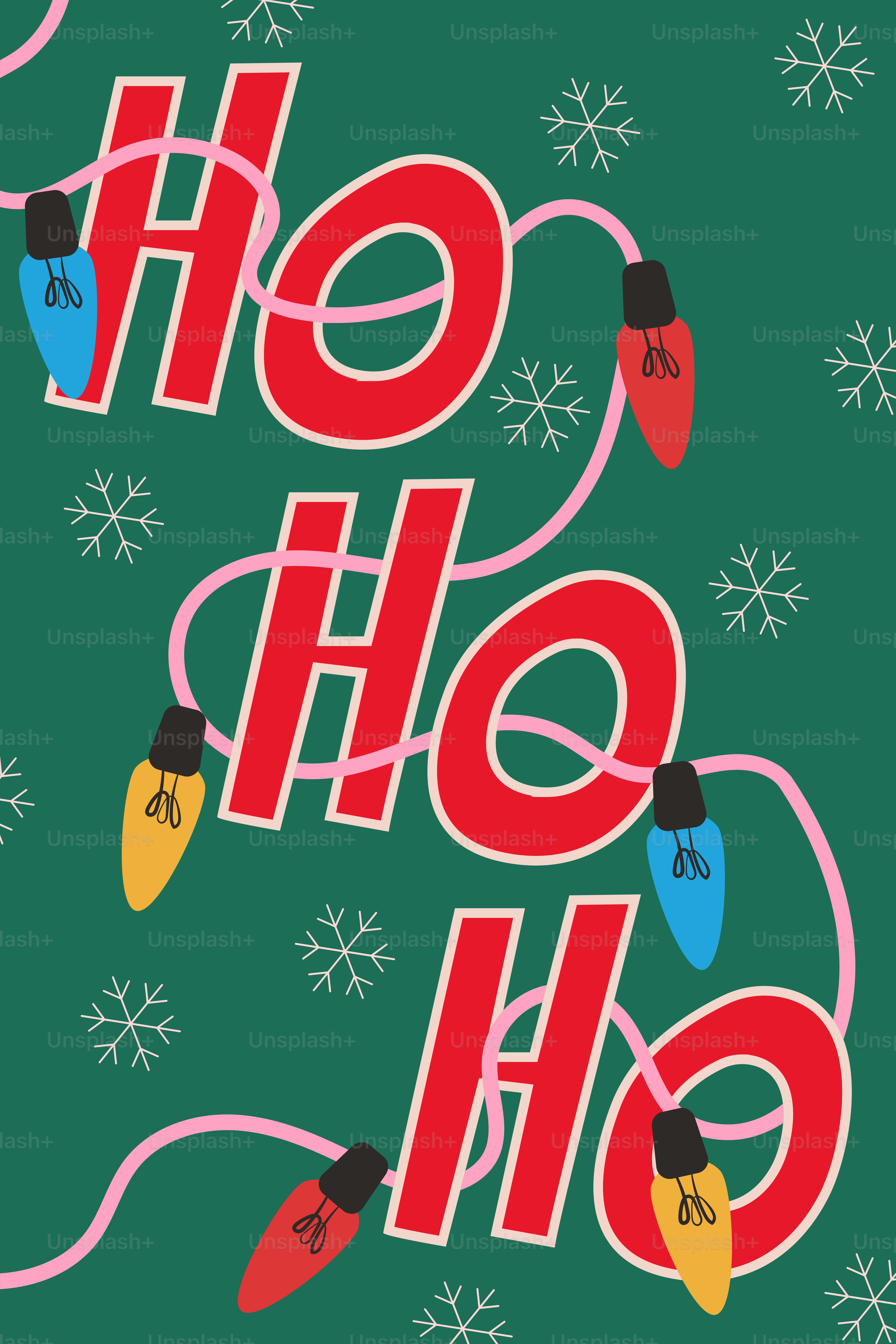 A christmas card with lights and snowflakes