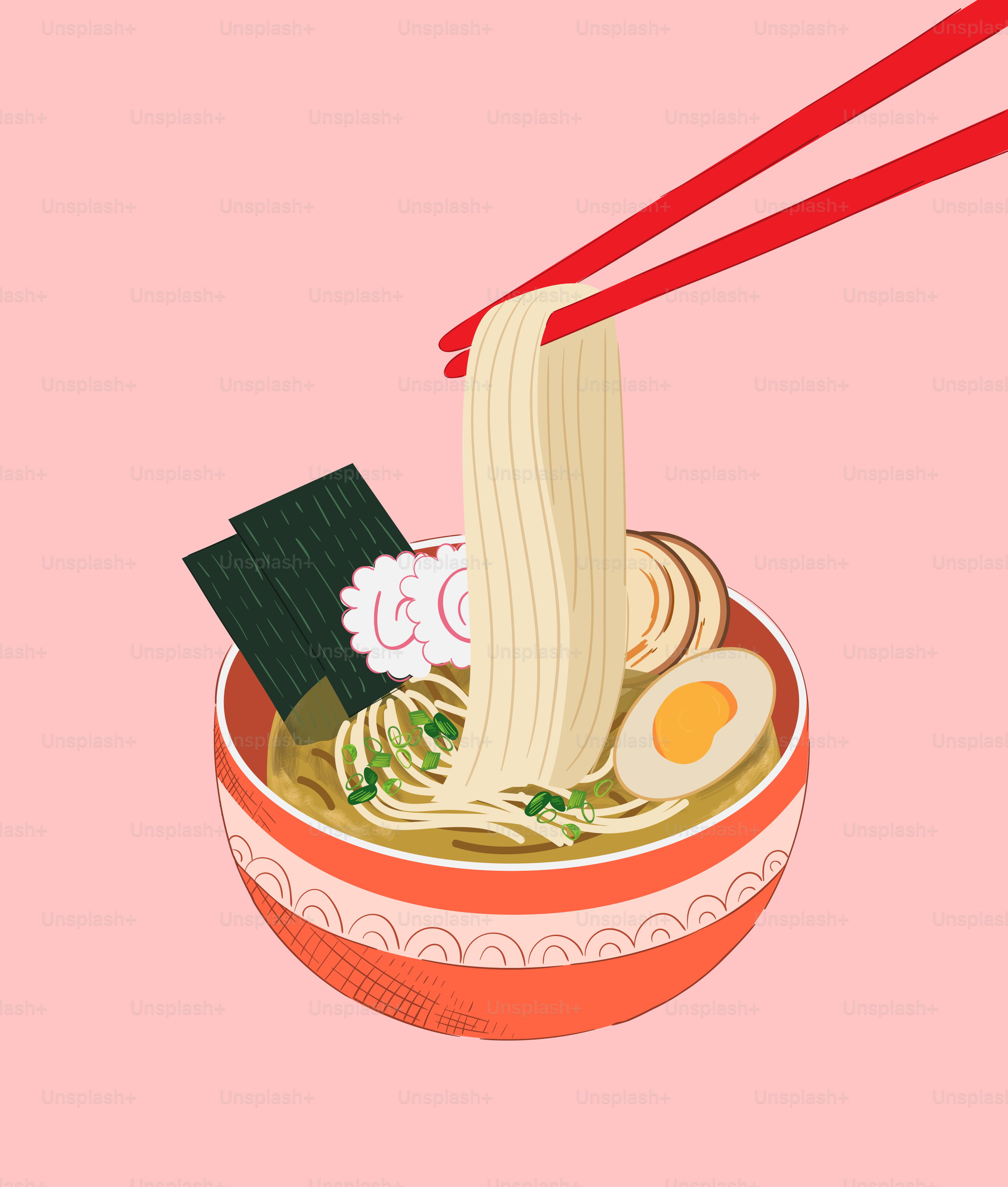 A bowl of ramen with chopsticks sticking out of it