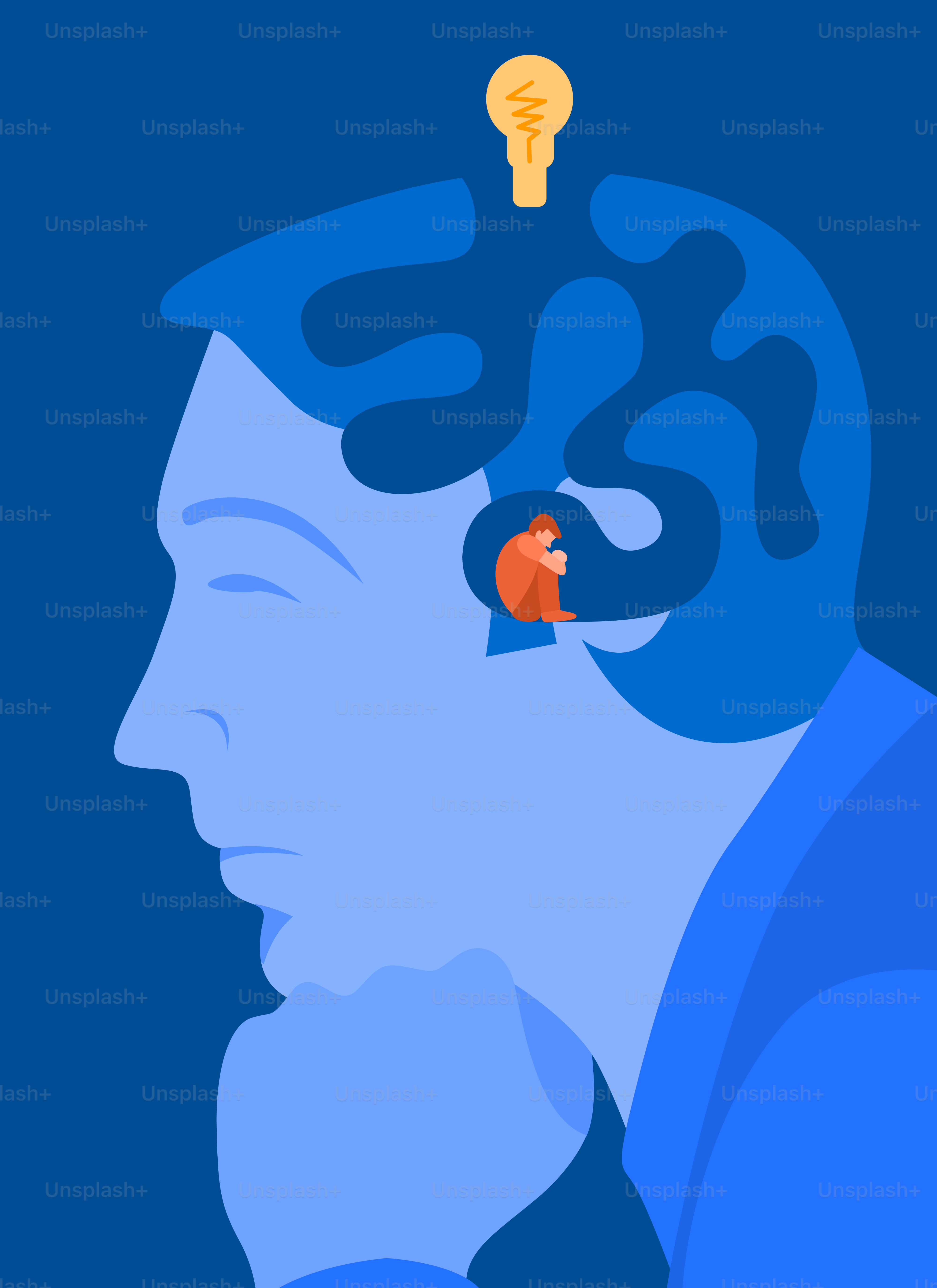 Un homme avec une ampoule au-dessus de la tête