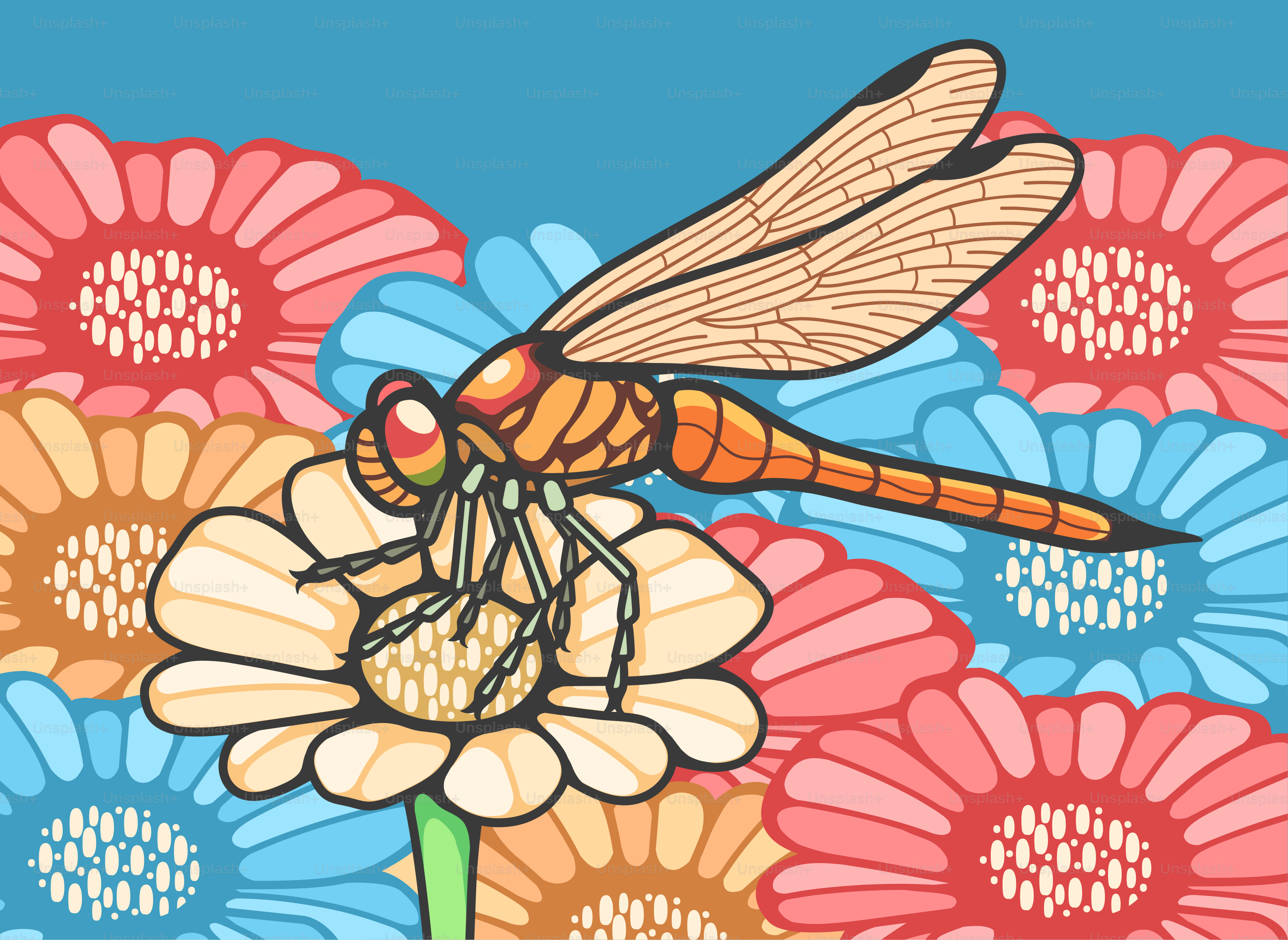 A picture of a dragonfly on a flower