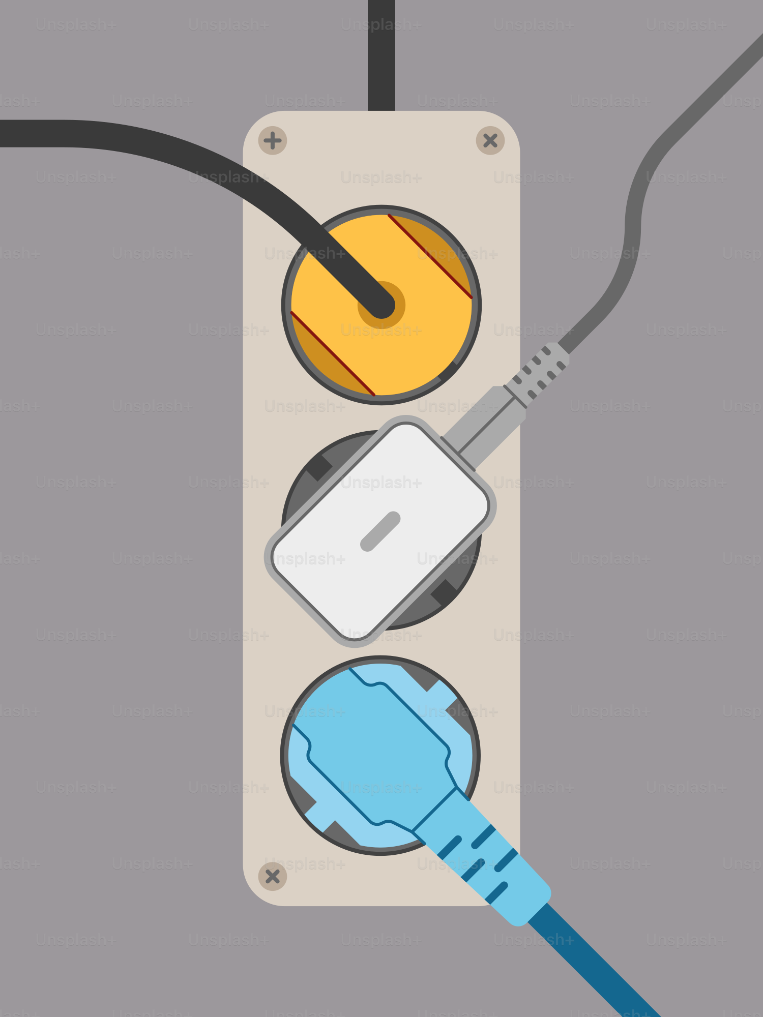 A light switch with a cord connected to it