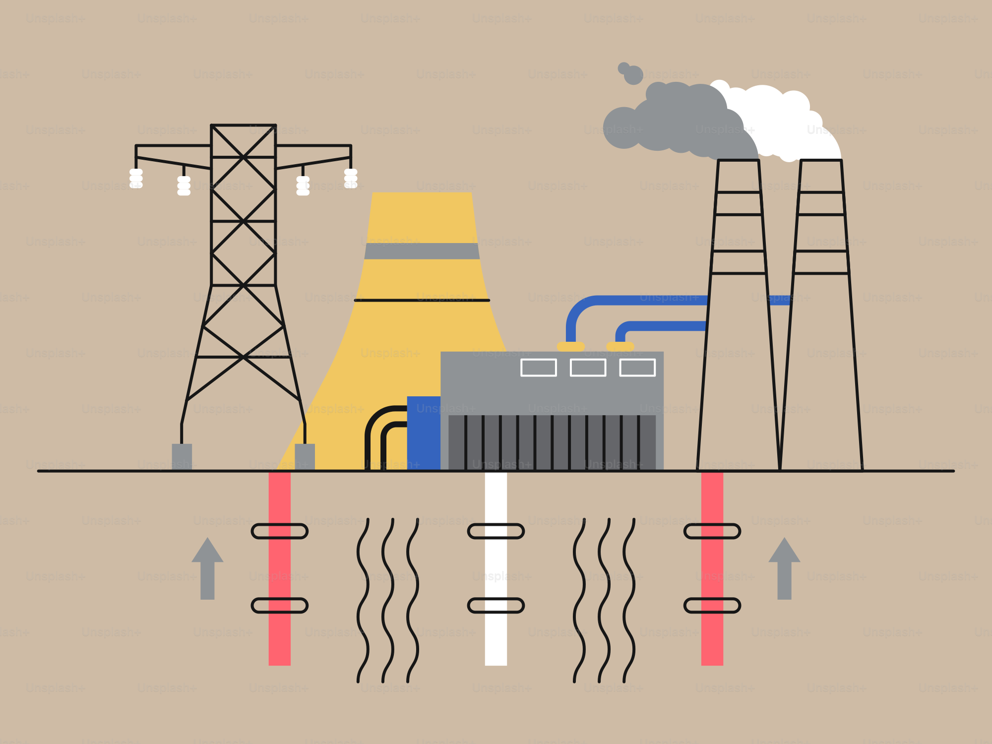 A picture of a factory with smoke coming out of it