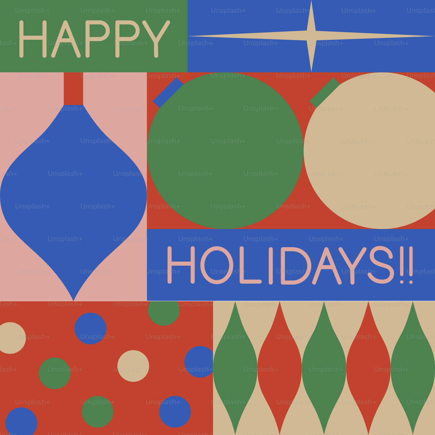 Un biglietto di auguri colorato con le parole buone feste