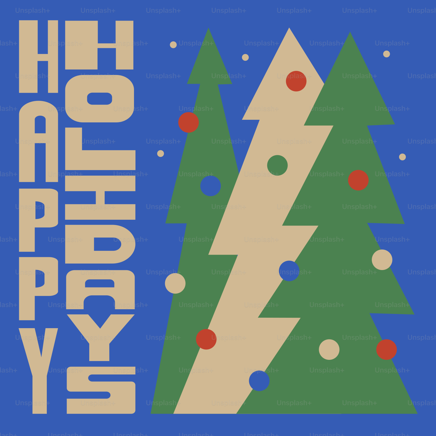 A holiday card with a christmas tree on it