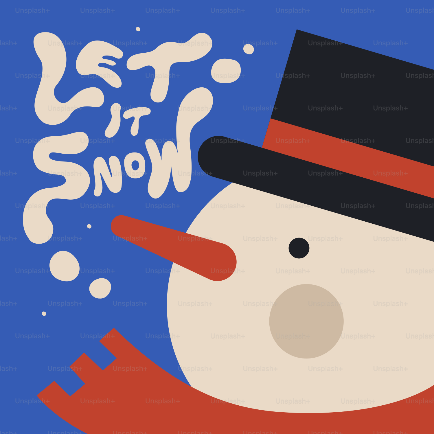 A snowman wearing a top hat and scarf