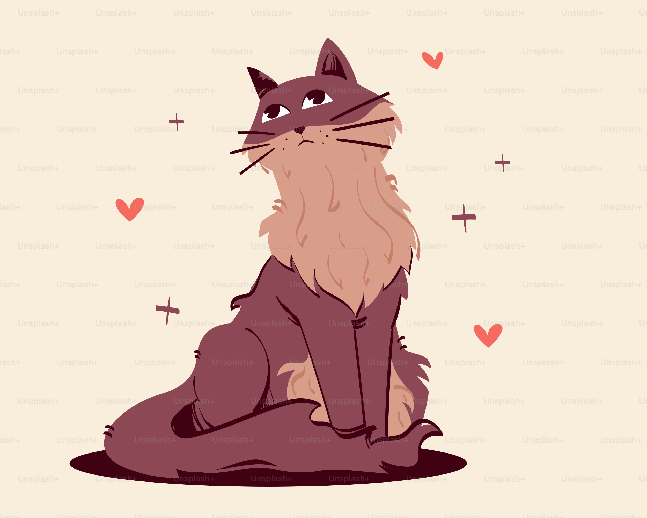 A drawing of a cat sitting on the ground