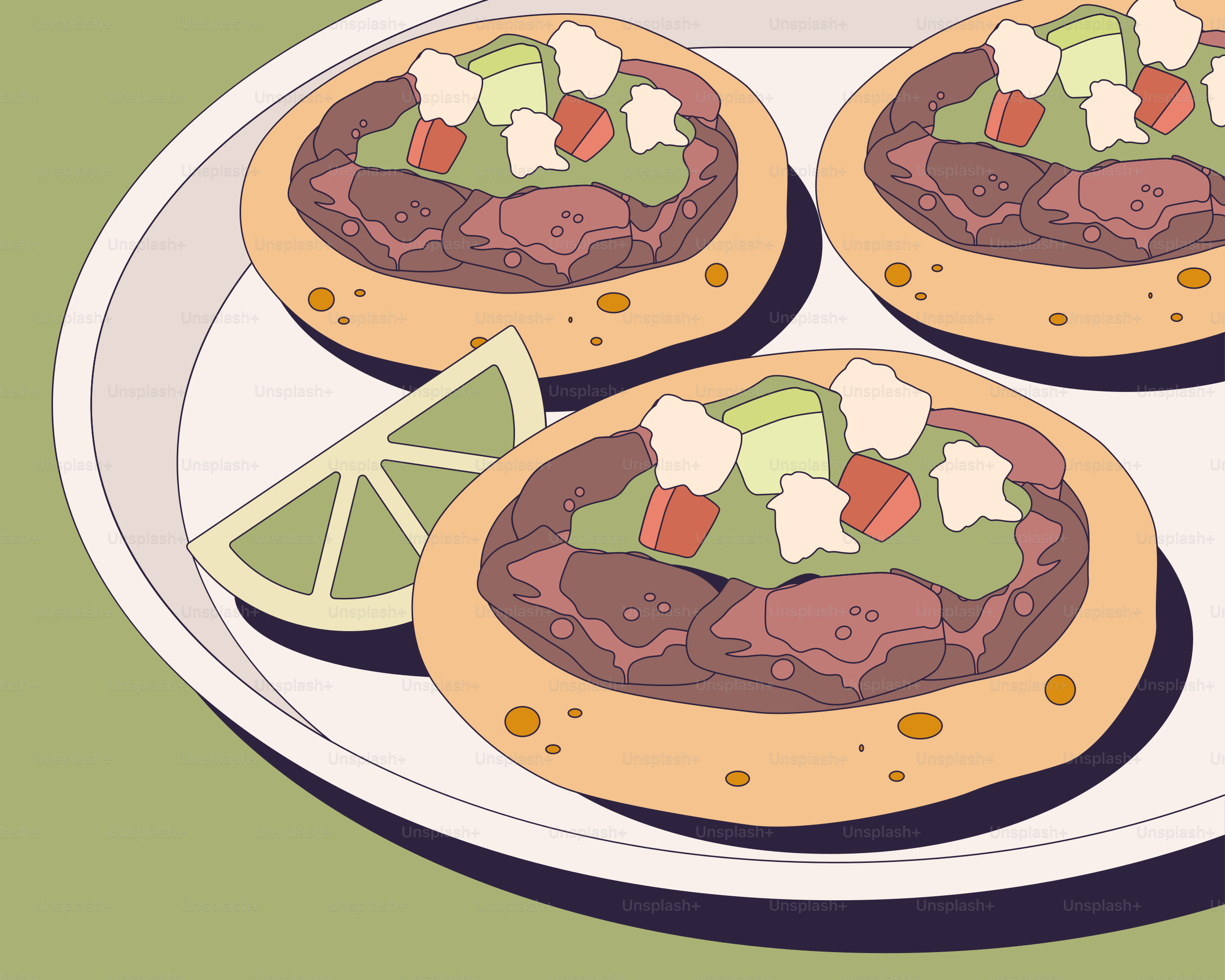 A white plate topped with mini pizzas covered in toppings