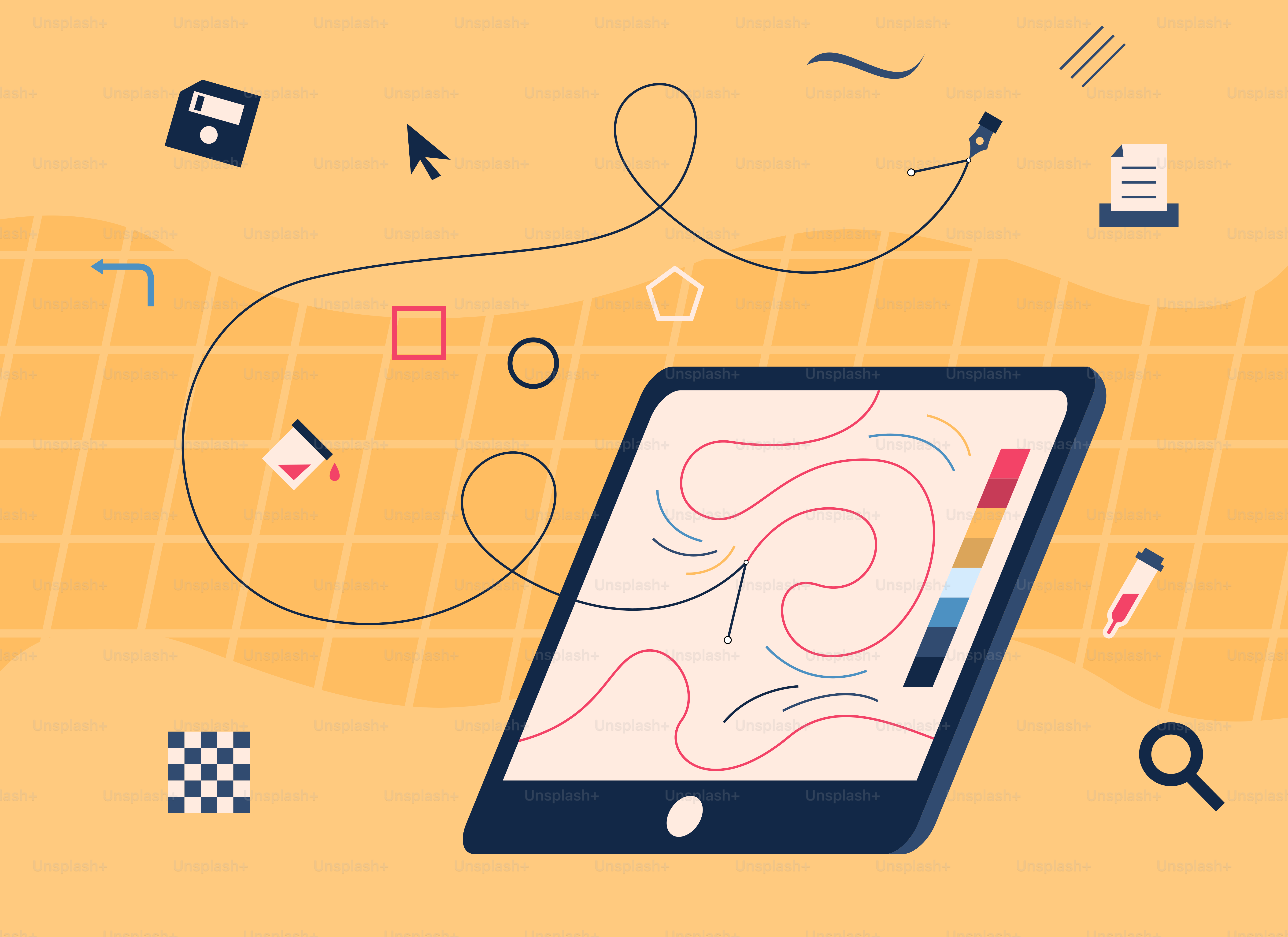 Une tablette posée sur une table