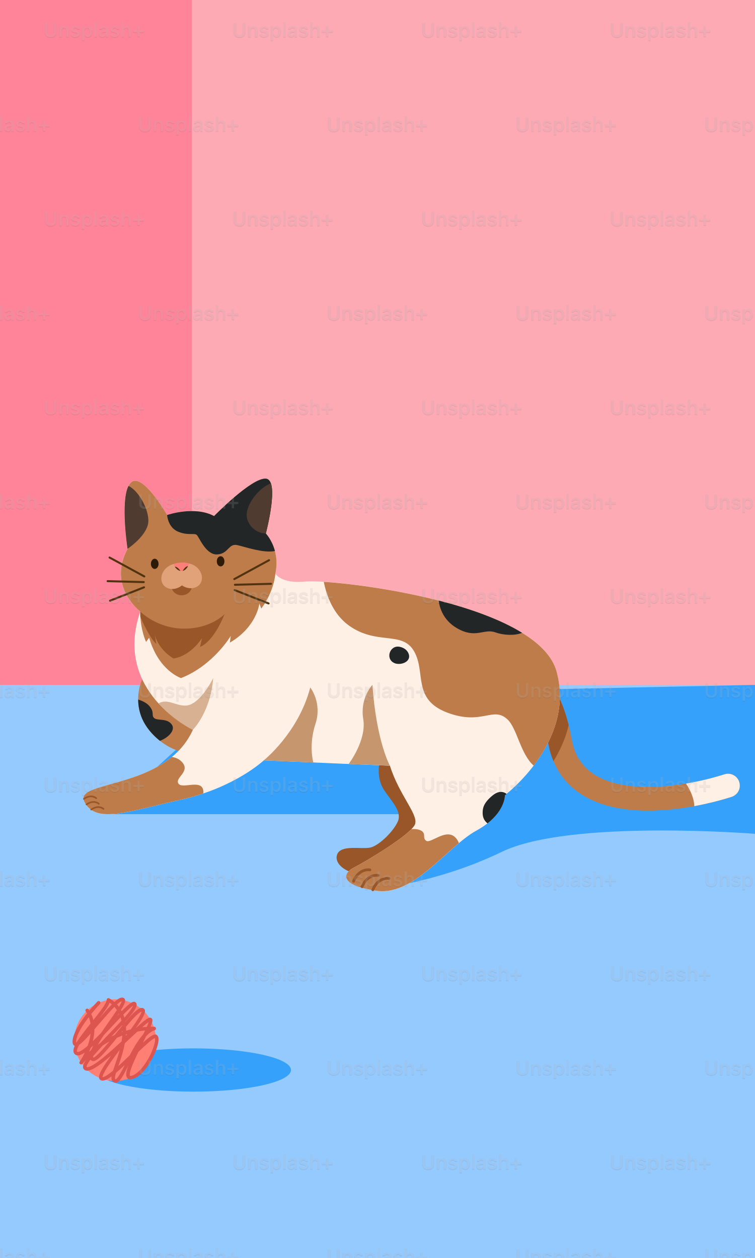 Un chat jouant avec une pelote de laine