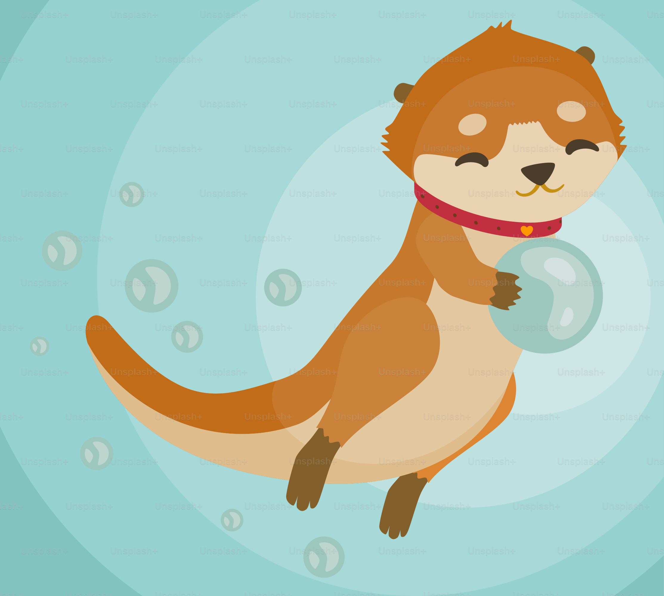 A cartoon beaver floating in the water with bubbles