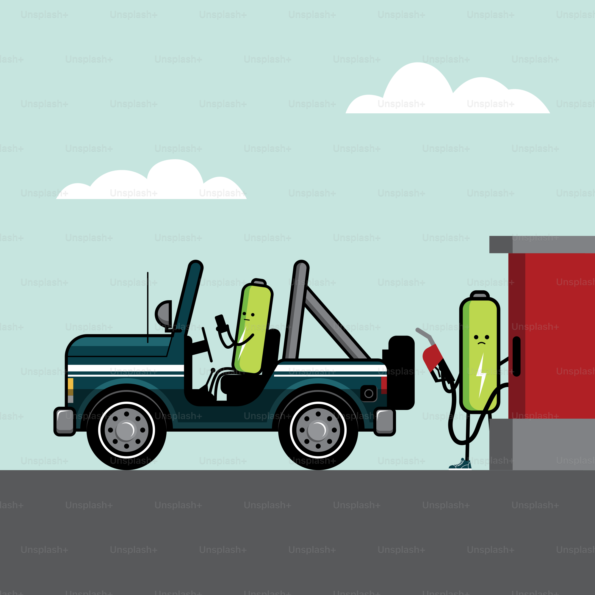 A car that is parked next to a gas station