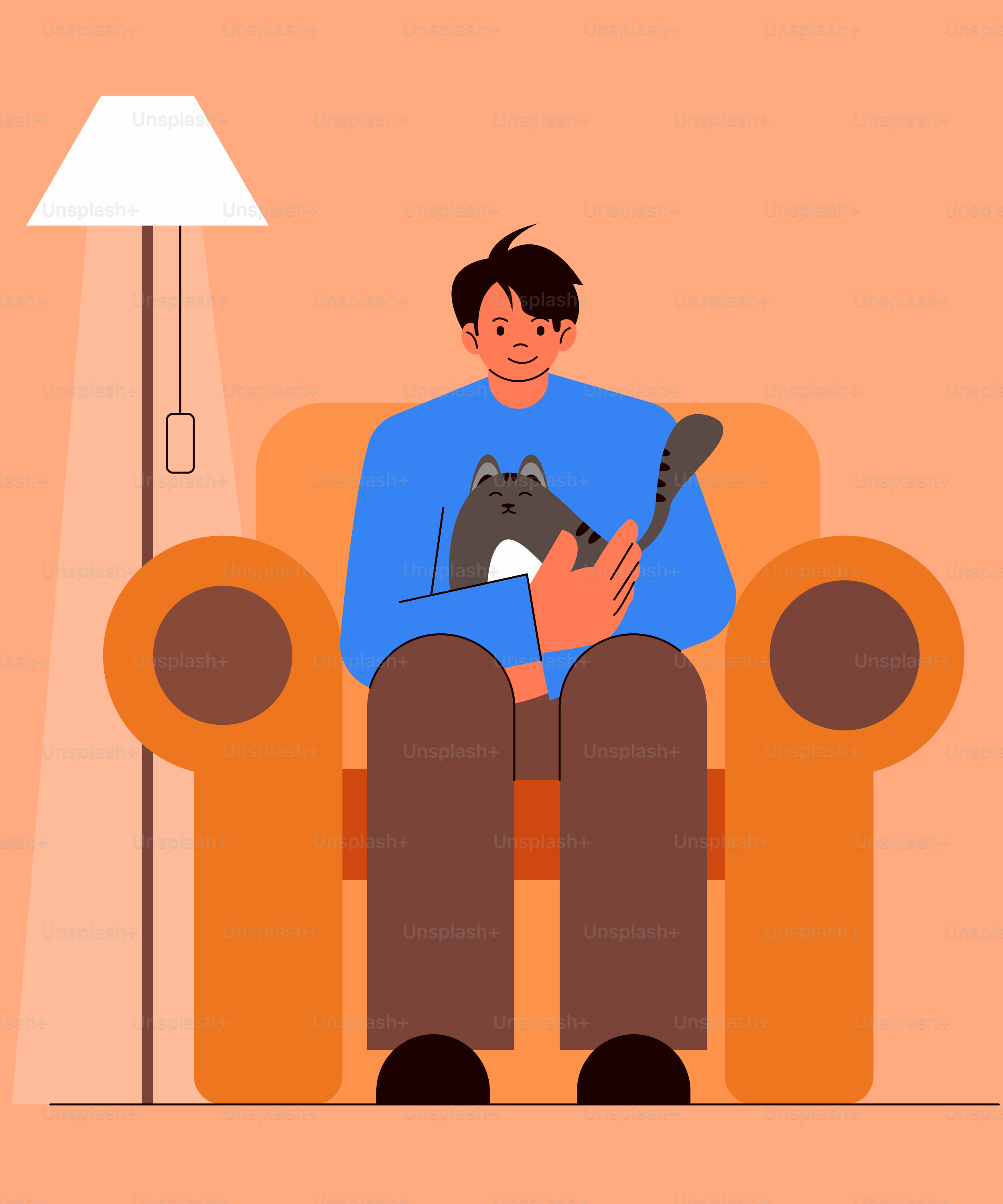 A man sitting in a chair holding a cat