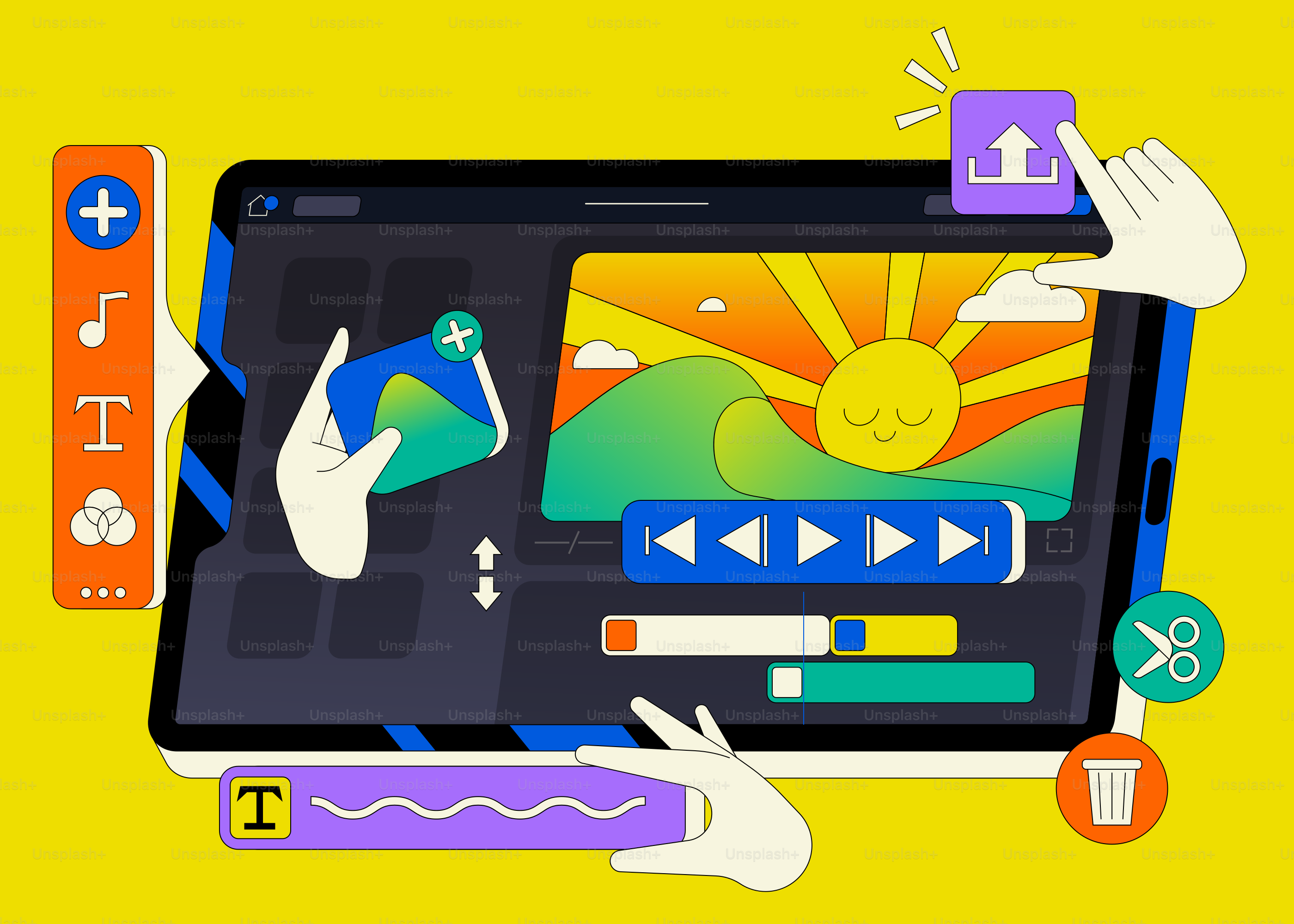 A tablet with a hand holding a remote control