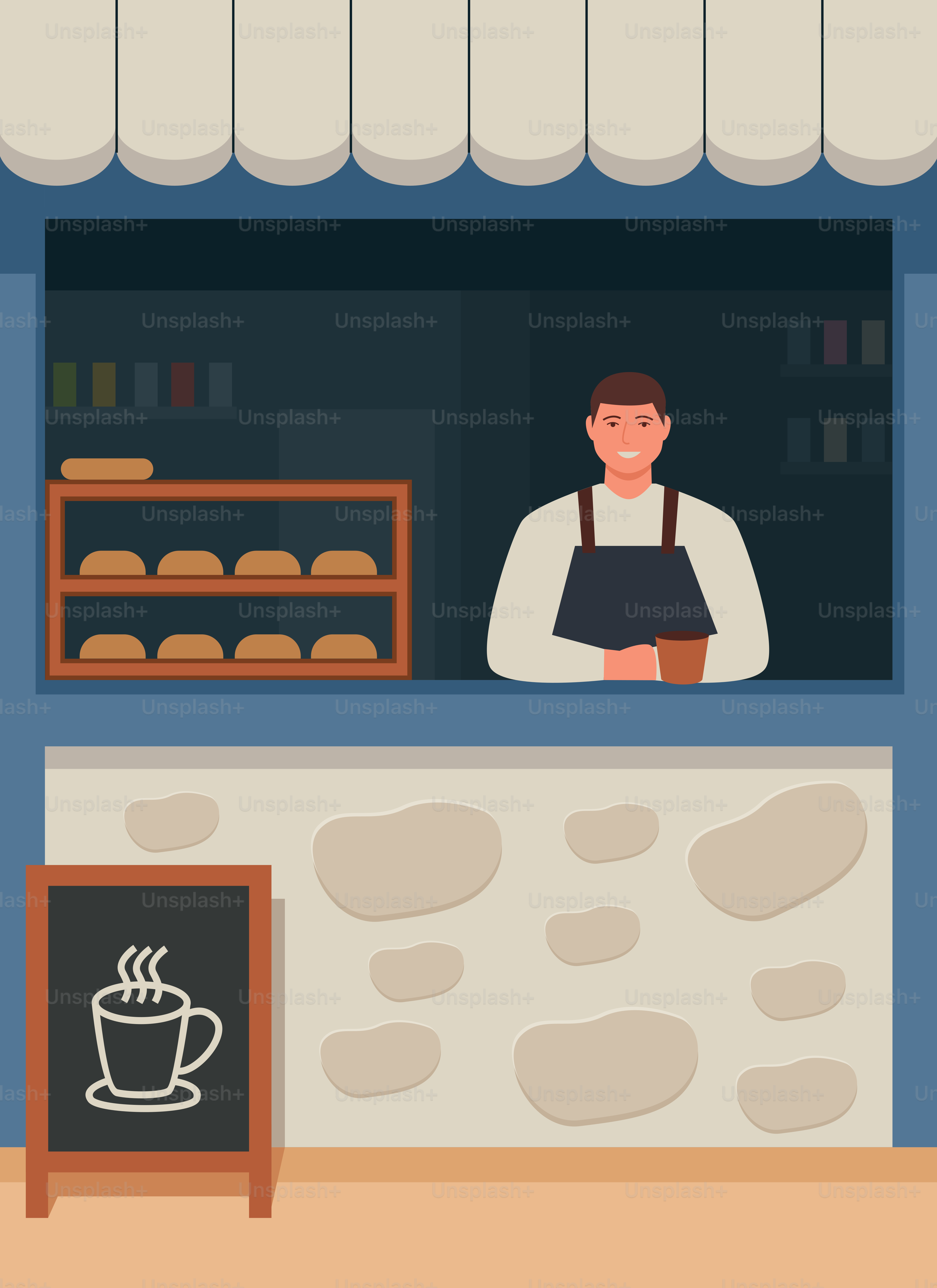 Industrie alimentaire de boulangerie, processus de production avec  illustration vectorielle de pain à la pâtisserie. Personnage de jeune  garçon de dessin animé tenant un croissant de produits de boulangerie  provenant de la, image size:3000x4125