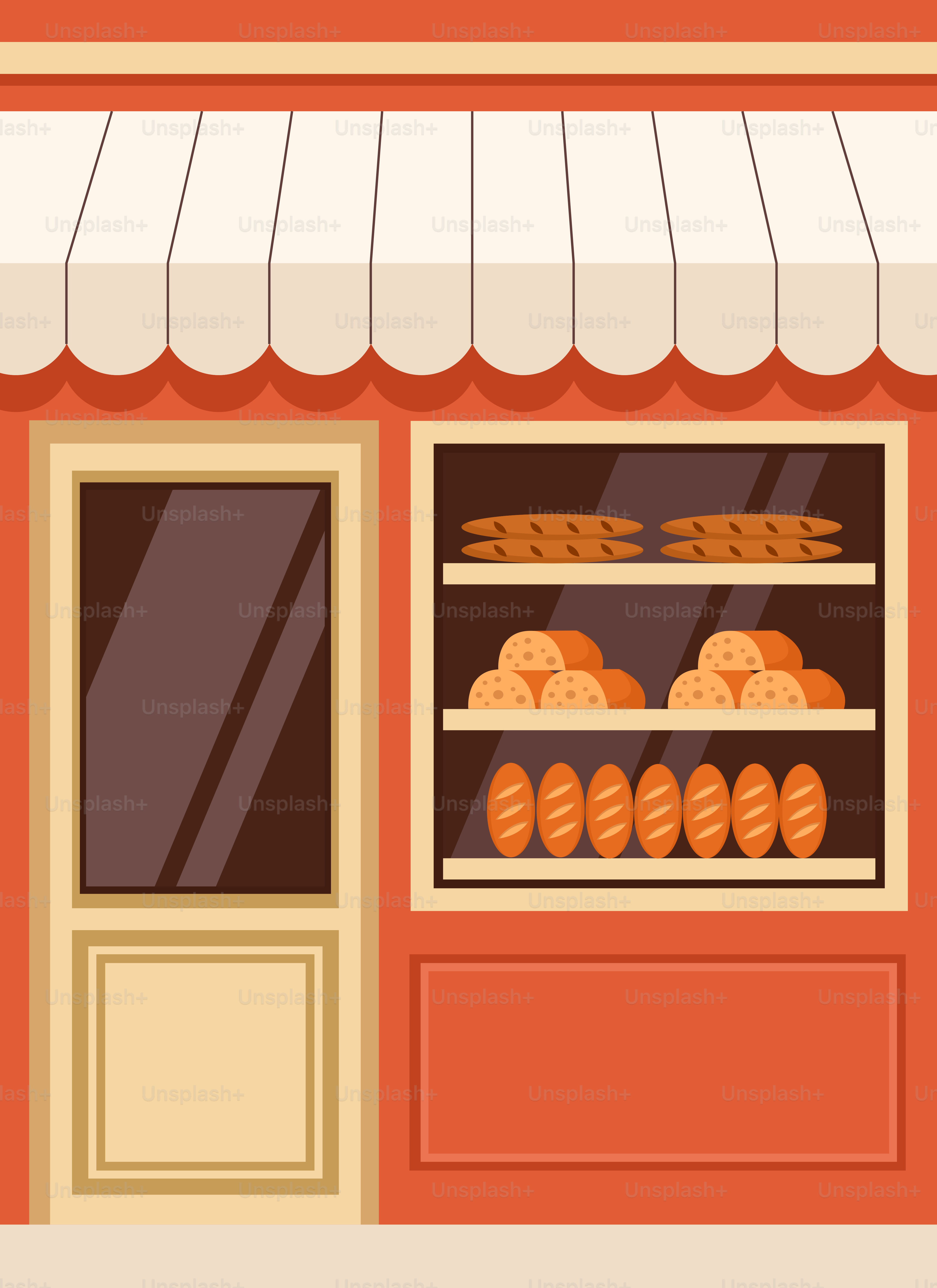 An illustration of a bakery with donuts in the window