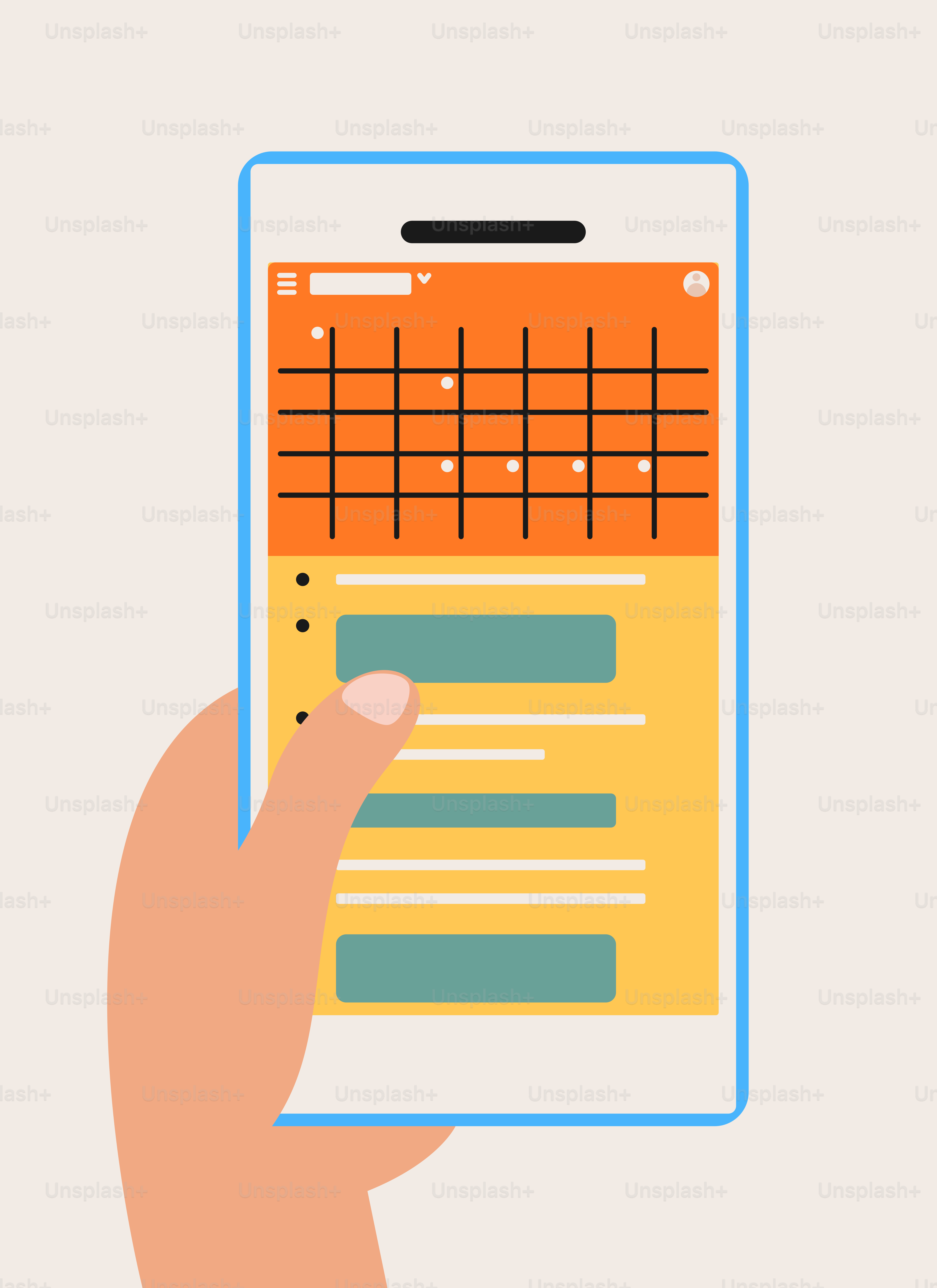 Une main tenant une tablette avec un calendrier dessus