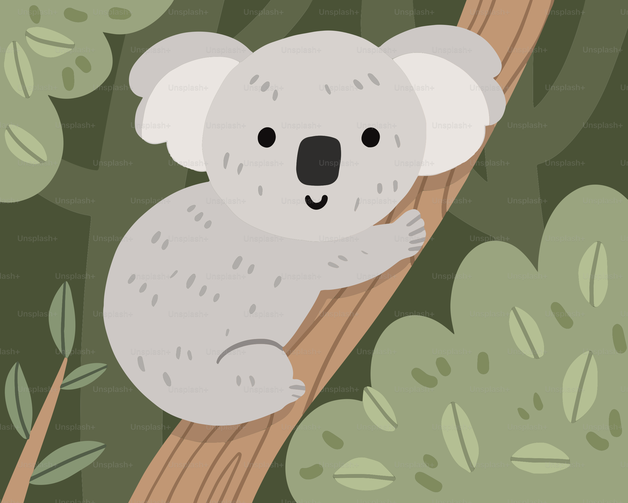 A koala bear sitting on a tree branch