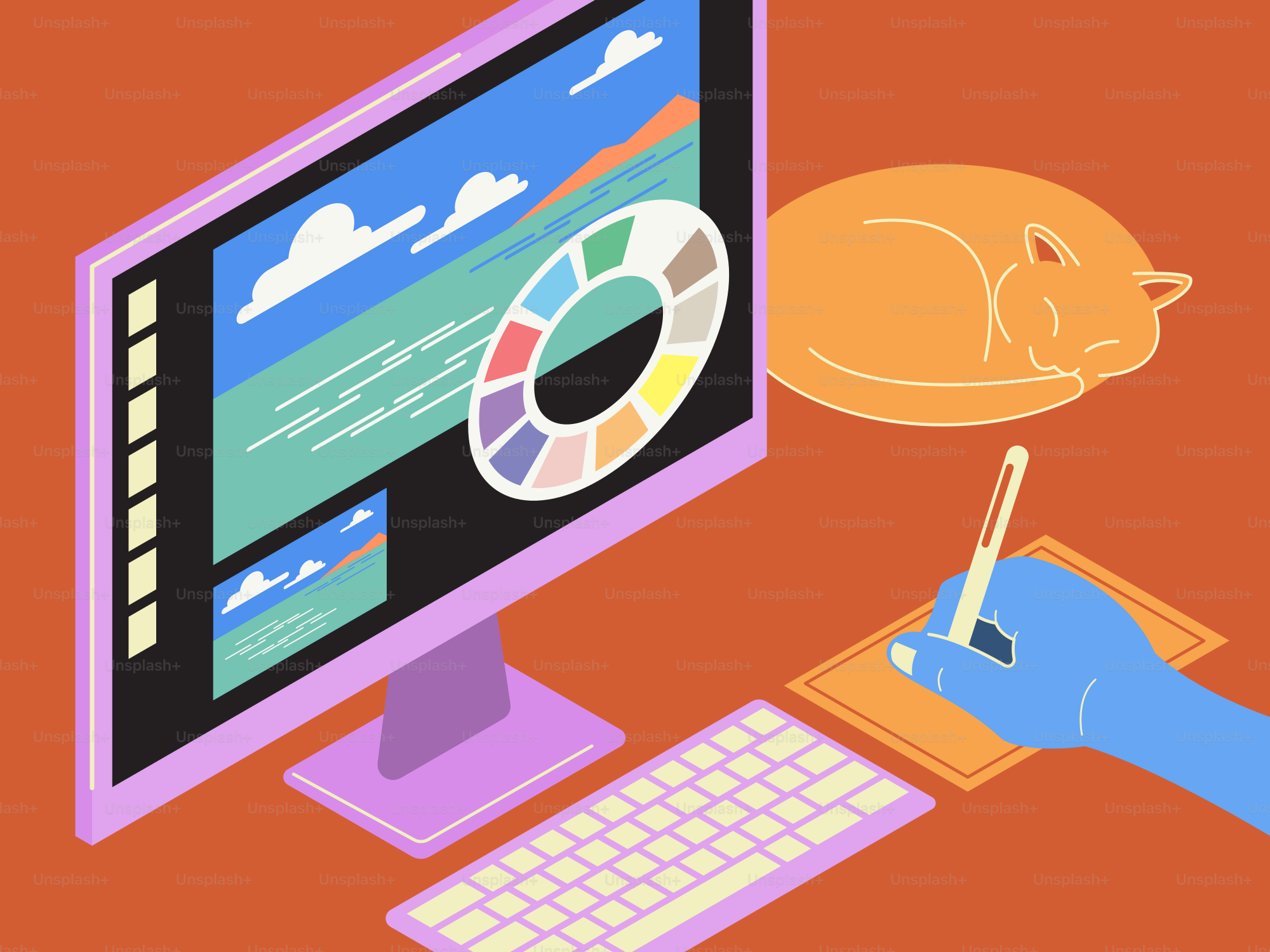 A person writing on a piece of paper next to a computer