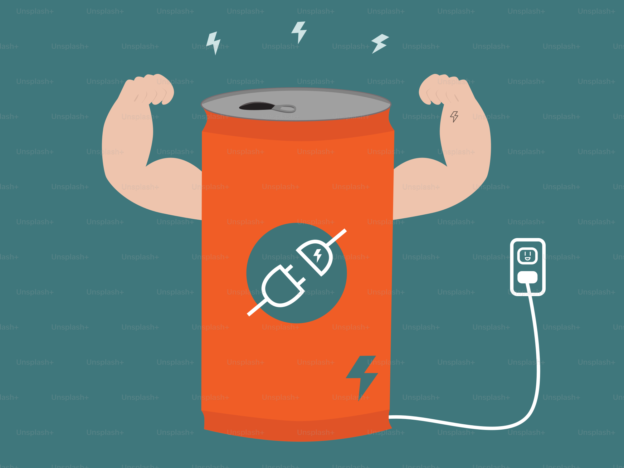 A can of soda with a power cord attached to it