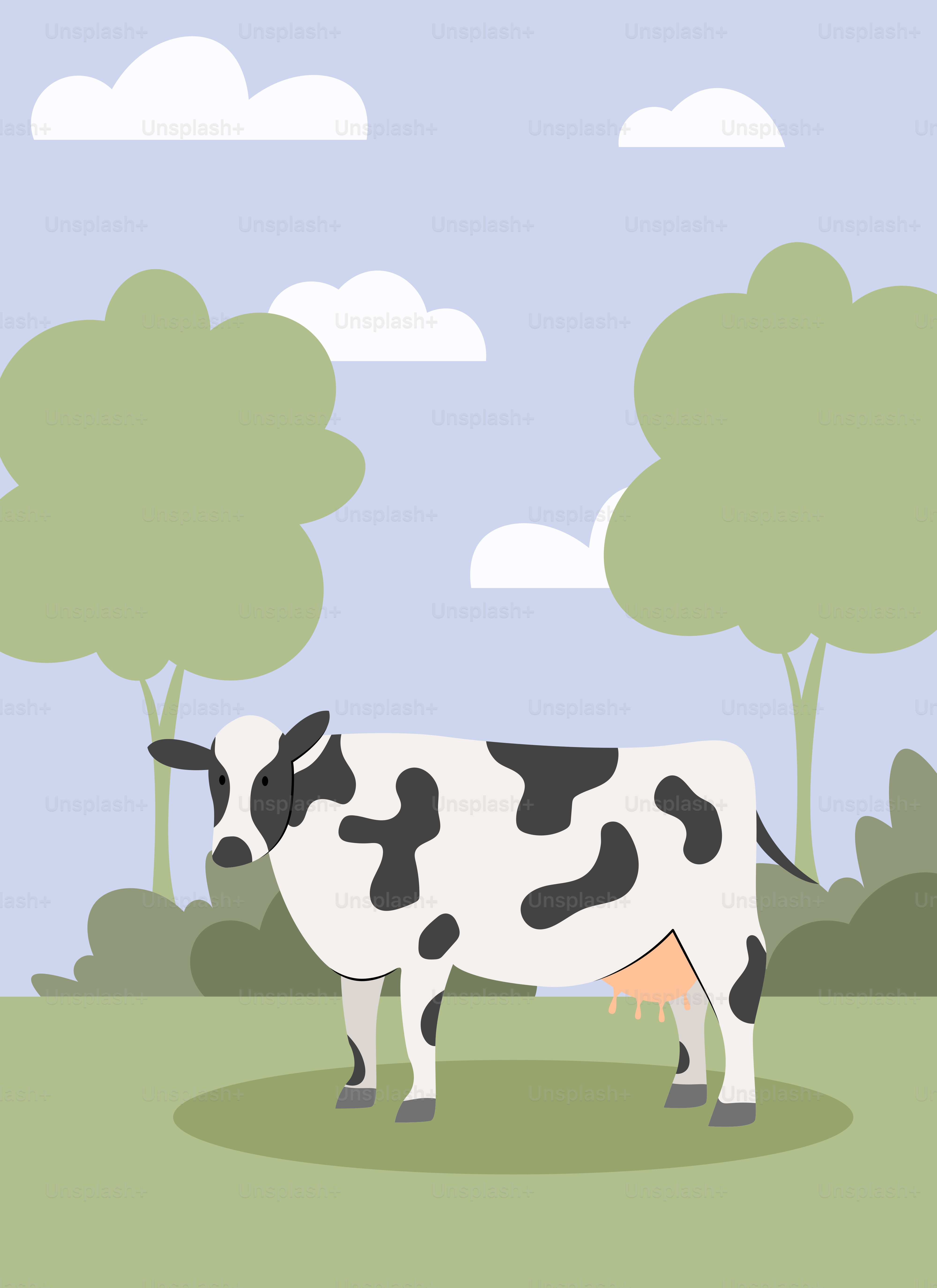 Une vache noire et blanche debout dans un champ