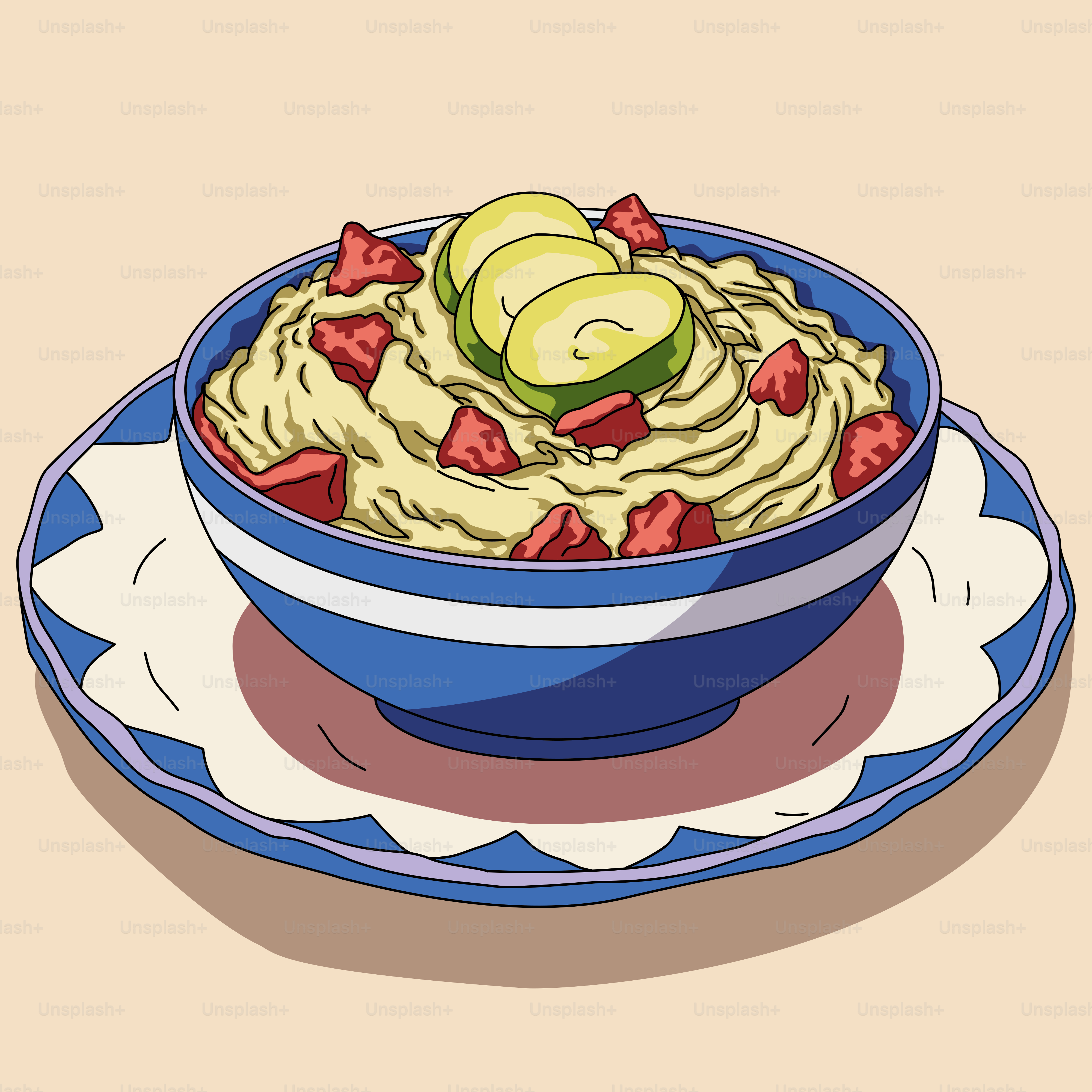 A bowl of hummus and strawberries on a plate