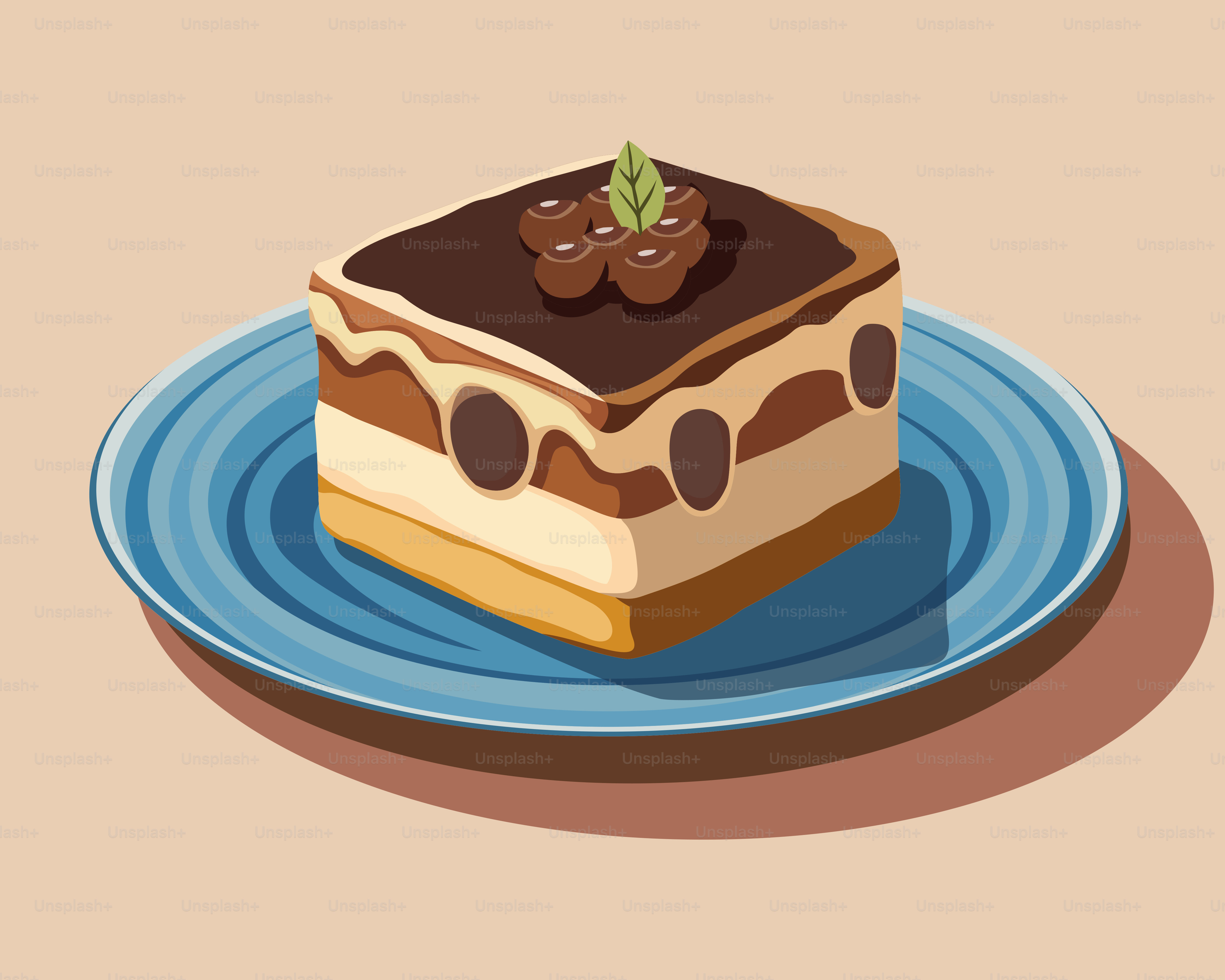 A piece of cake sitting on top of a blue plate