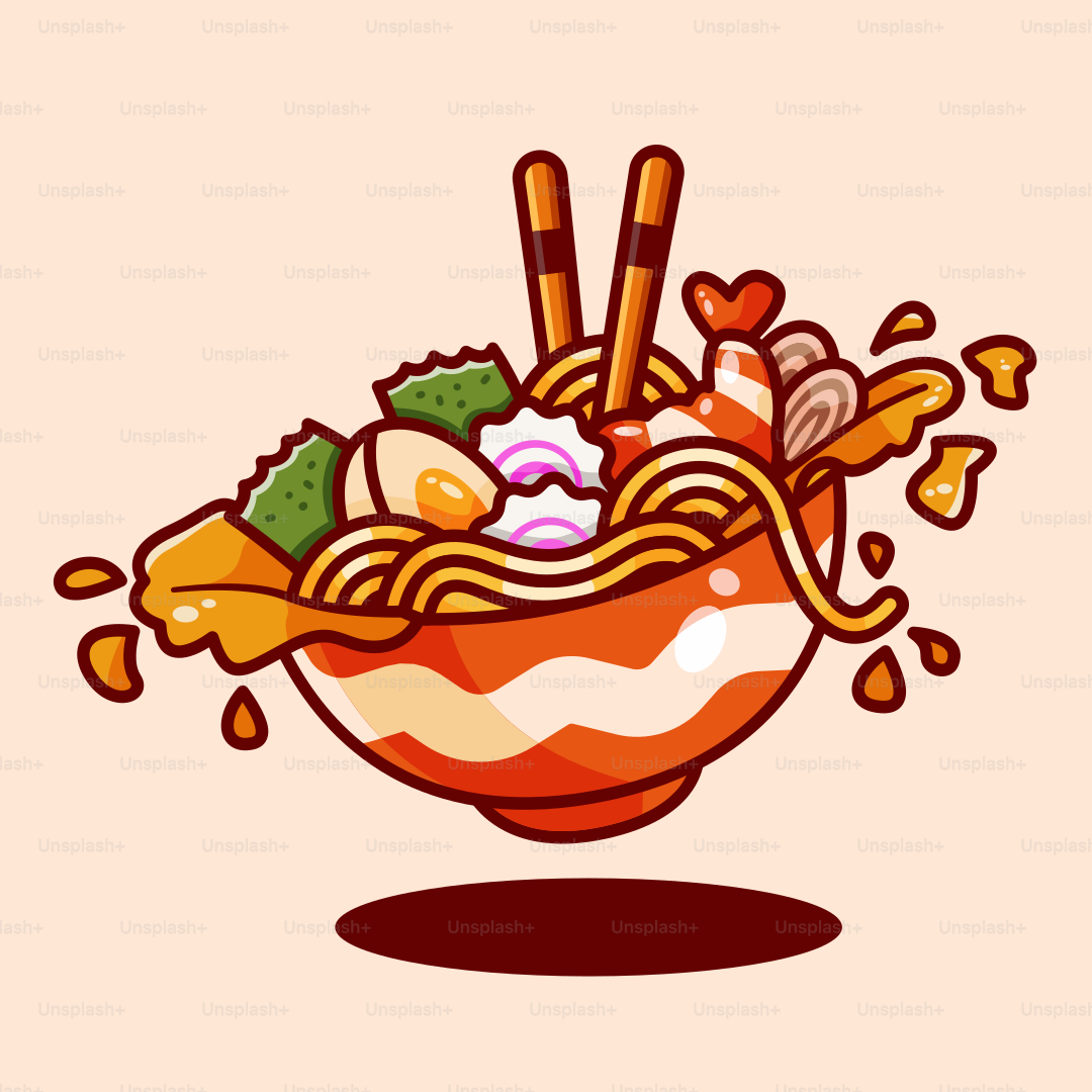 Un cuenco de fideos con palillos dentro