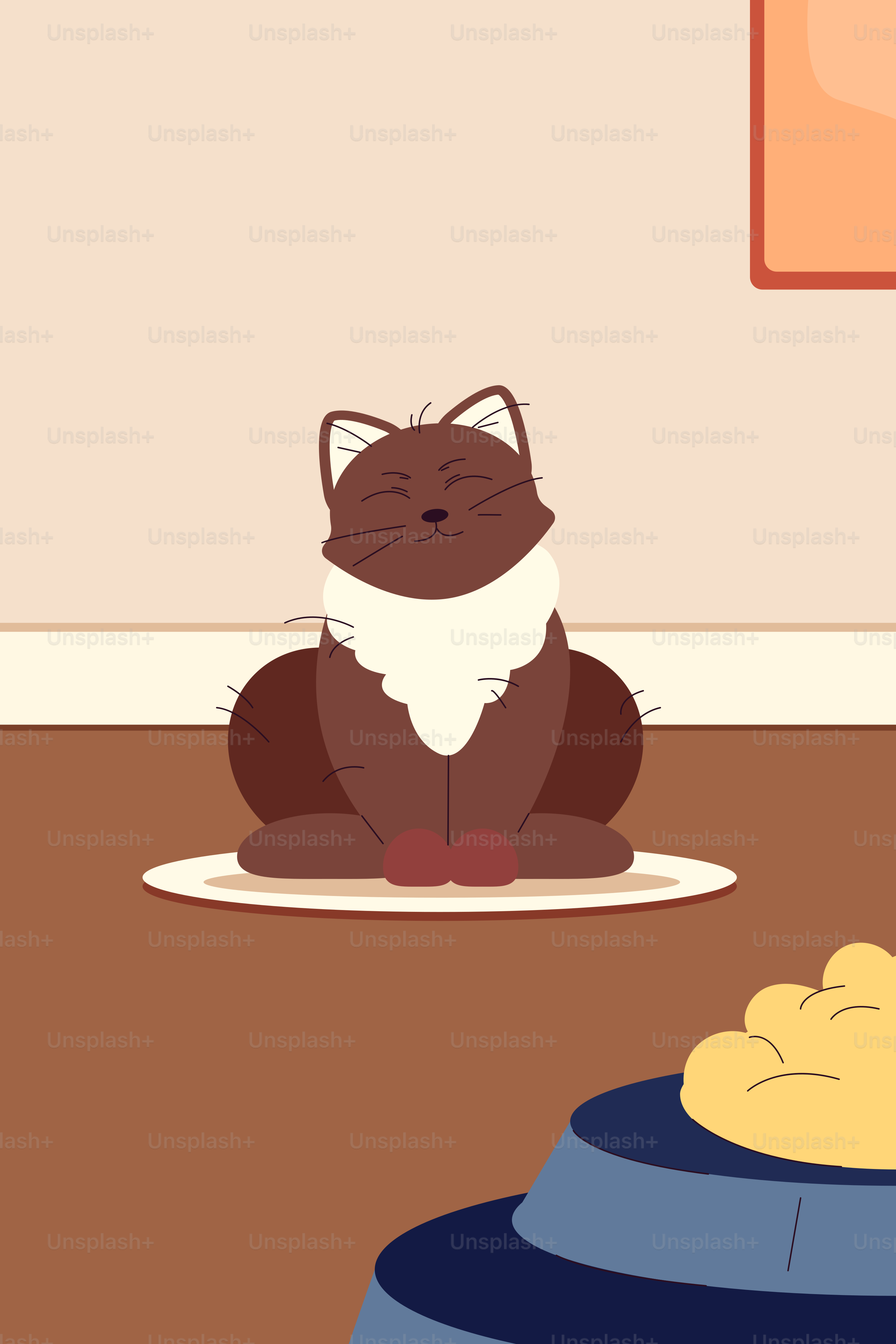 A cat sitting on a cat bed in a room