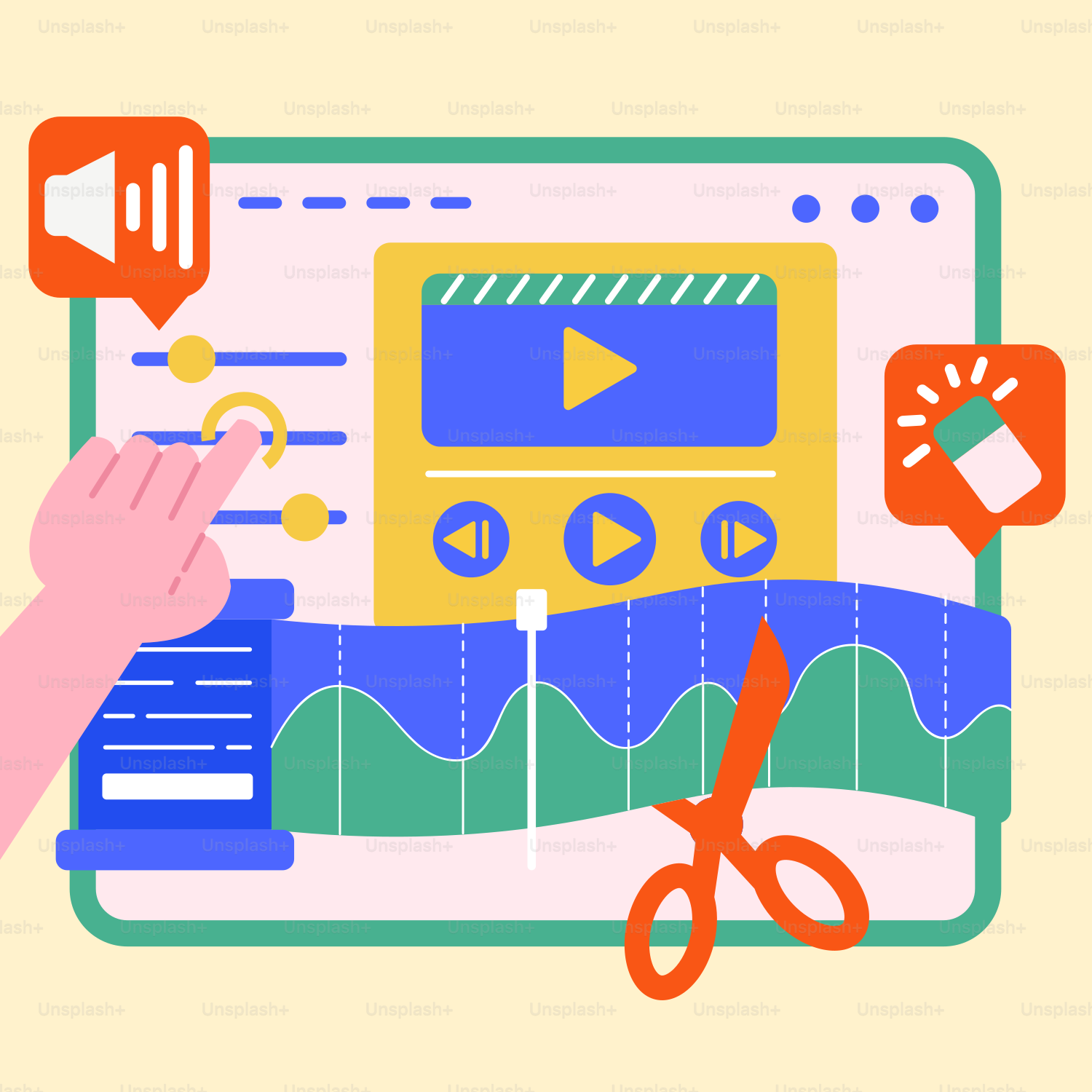 A hand holding a pair of scissors next to a computer screen