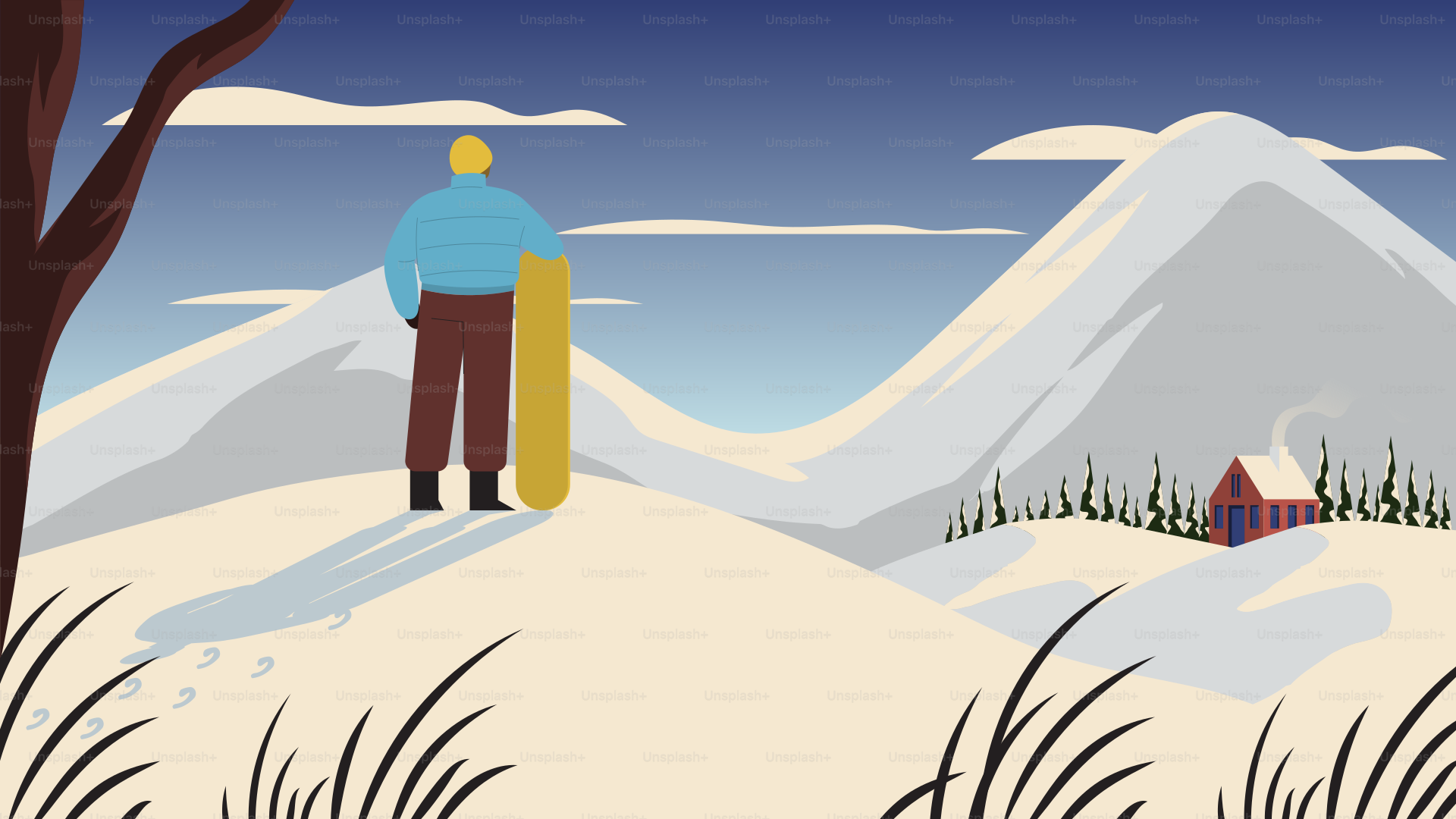 Ein Mann, der im Schnee steht und ein Snowboard hält