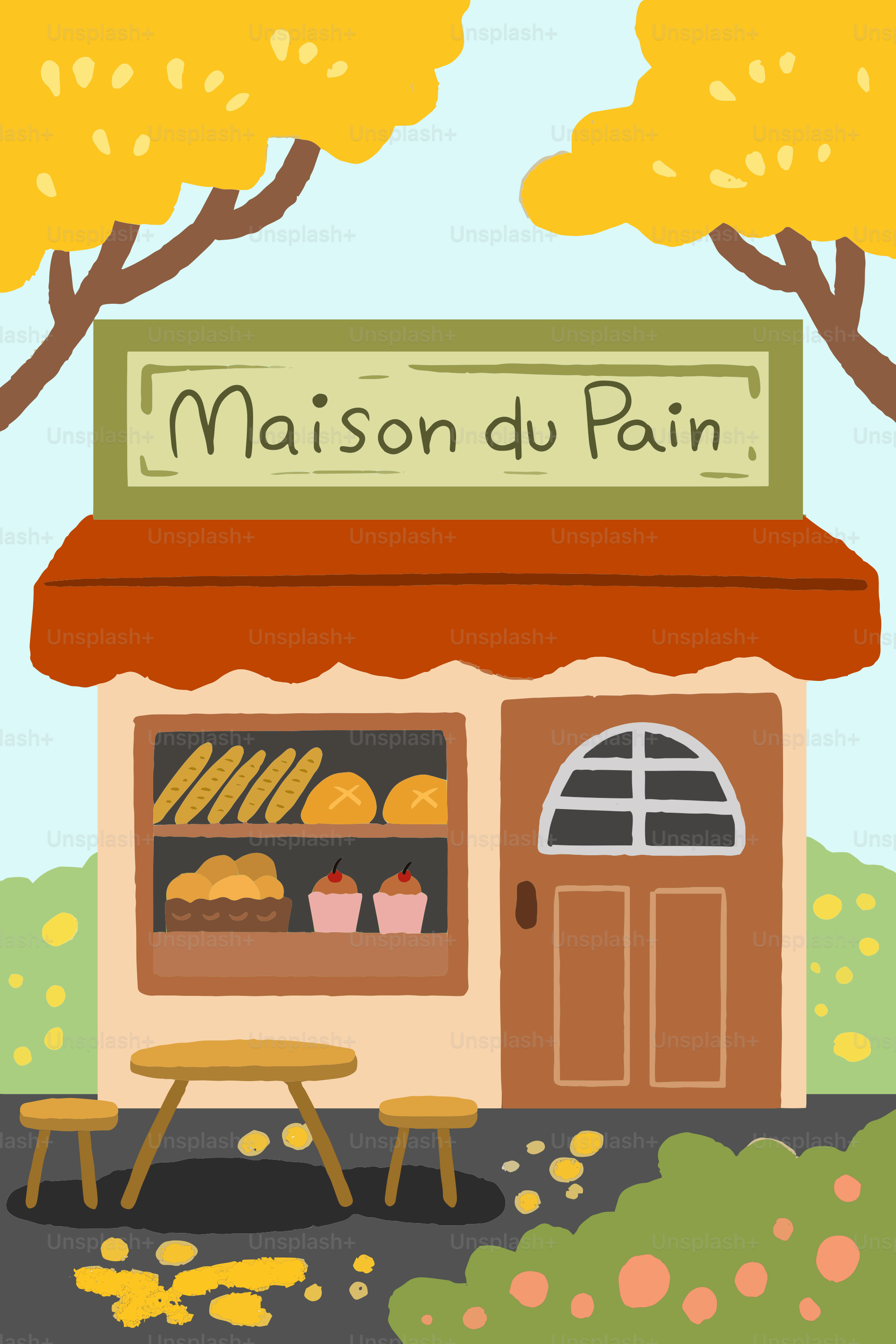 A small store with a bench outside of it