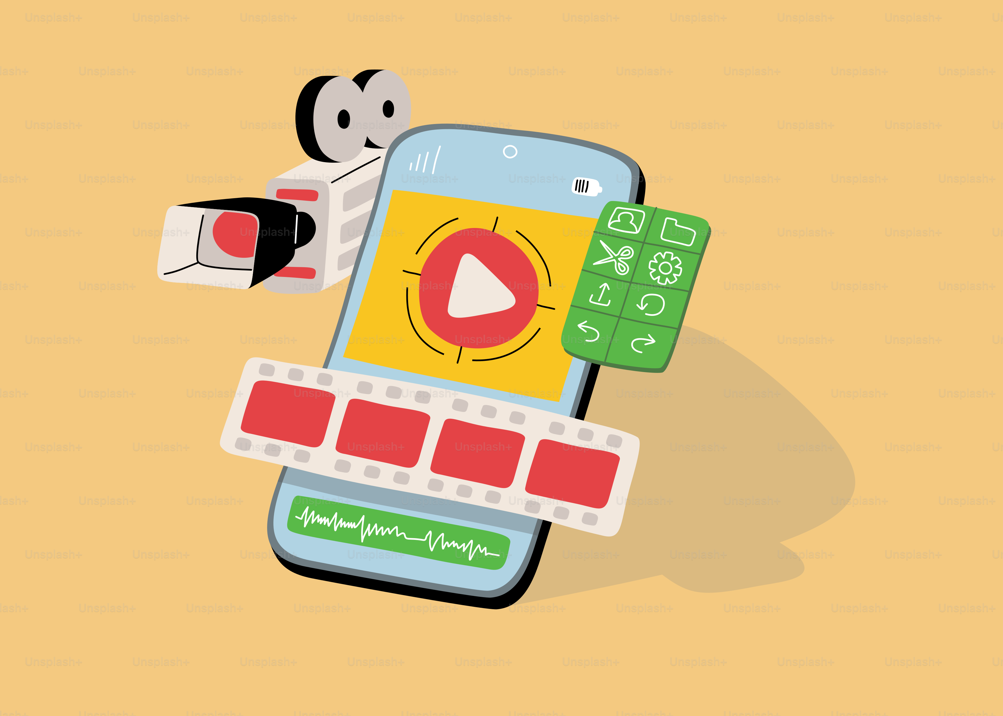 A cell phone with a video player on the screen