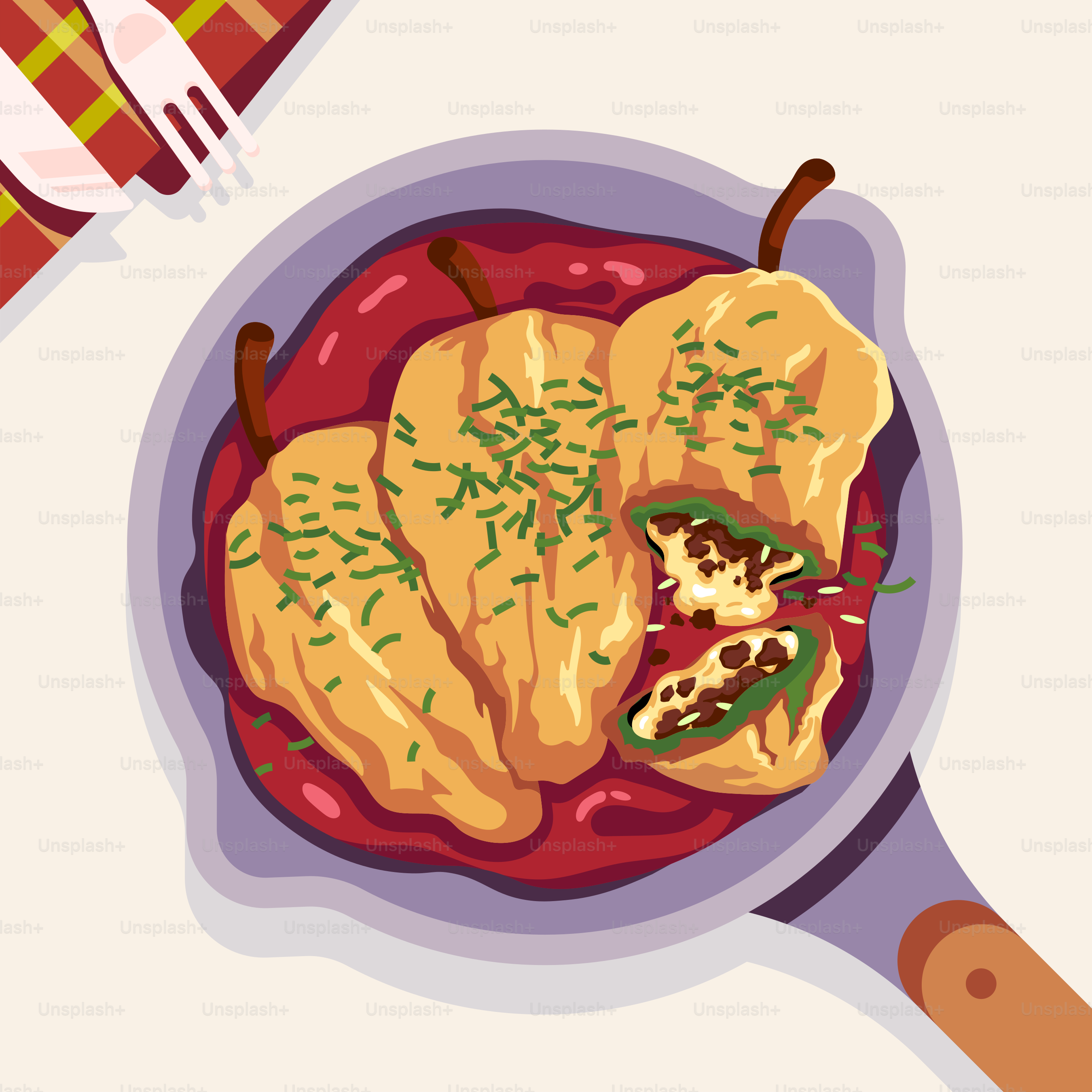 A pan filled with food on top of a table