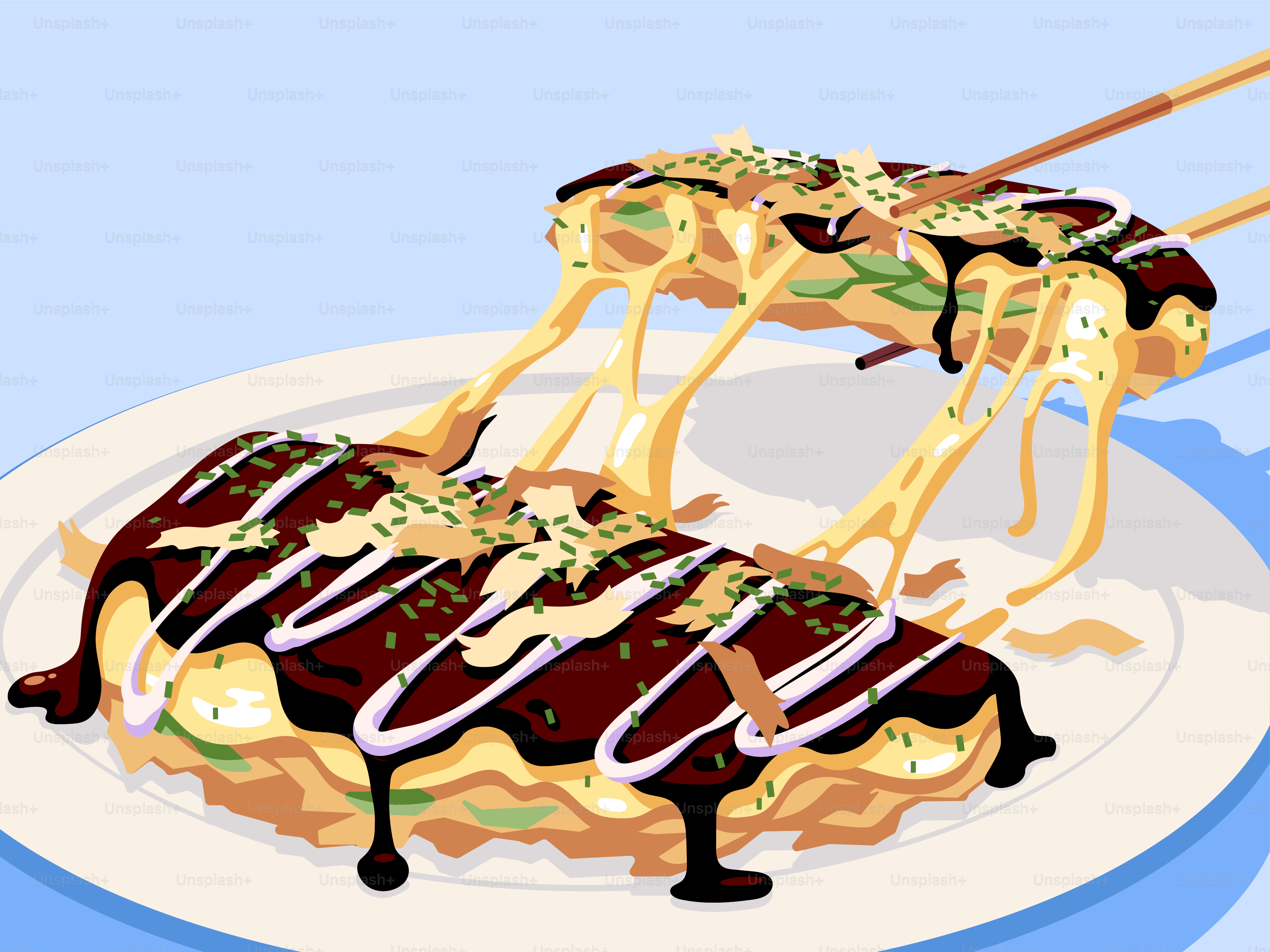 A plate of food with chopsticks sticking out of it