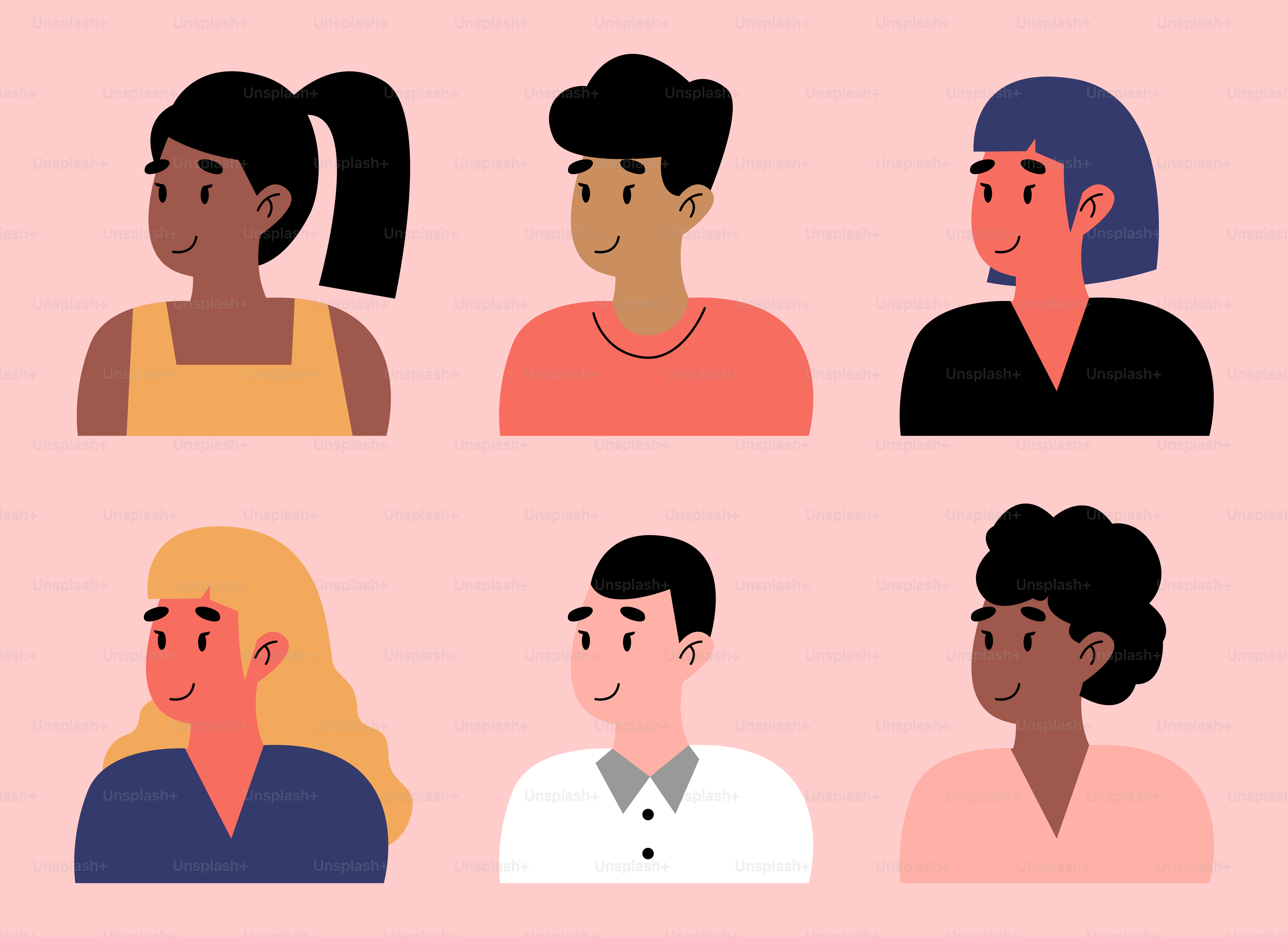 Eine Gruppe von Menschen mit unterschiedlichen Frisuren