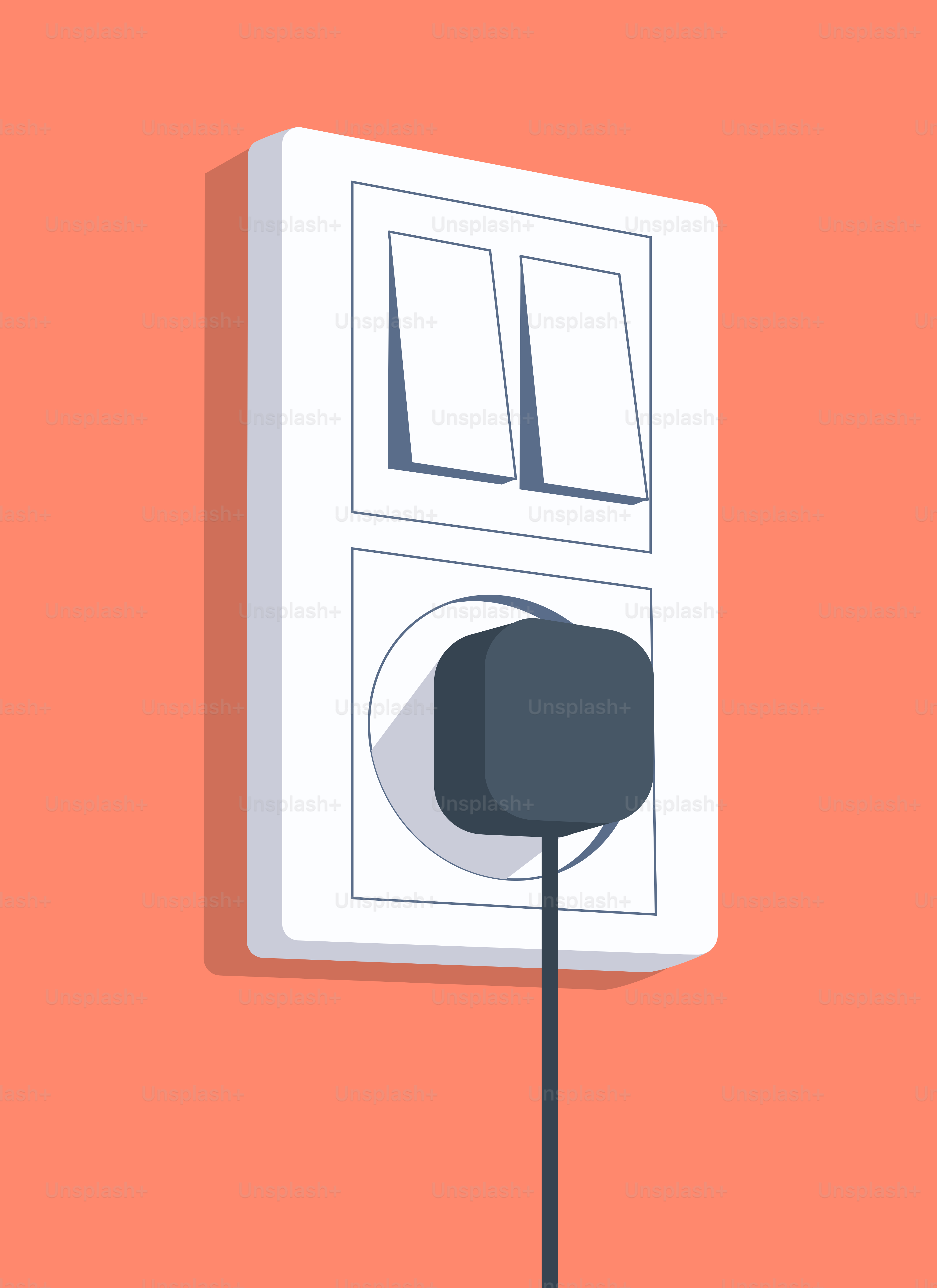 Une prise électrique blanche sur un mur orange
