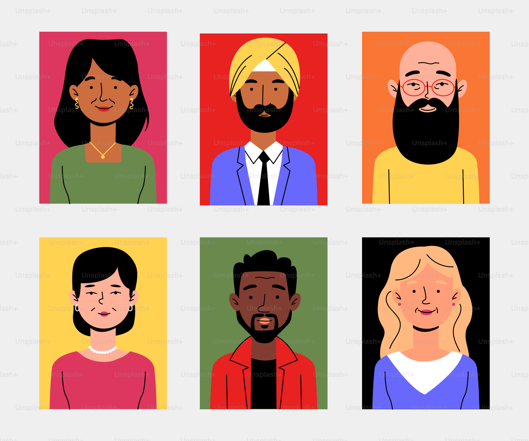 Un grupo de personas con diferentes expresiones faciales
